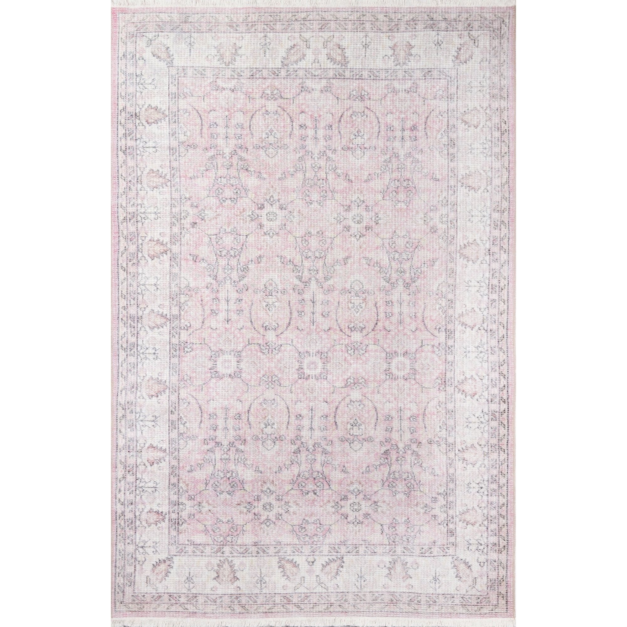 Helena Pink Rectangular Cotton Synthetic Area Rug 3' x 5'