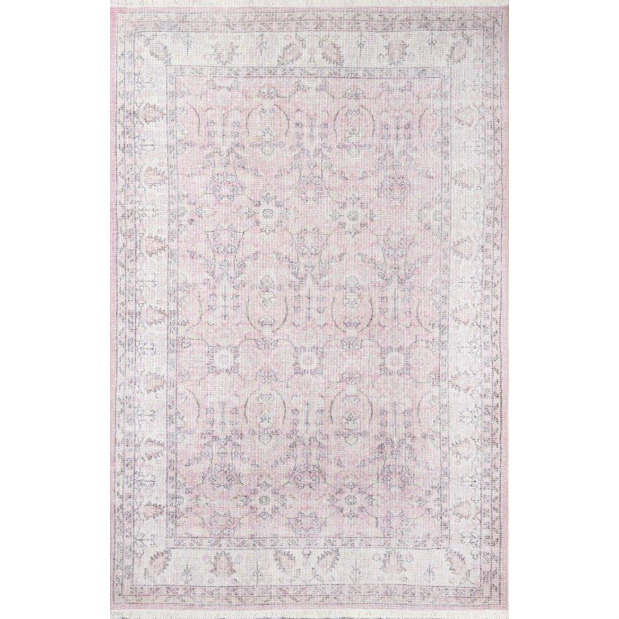 Helena Pink Rectangular Cotton Synthetic Area Rug 3' x 5'