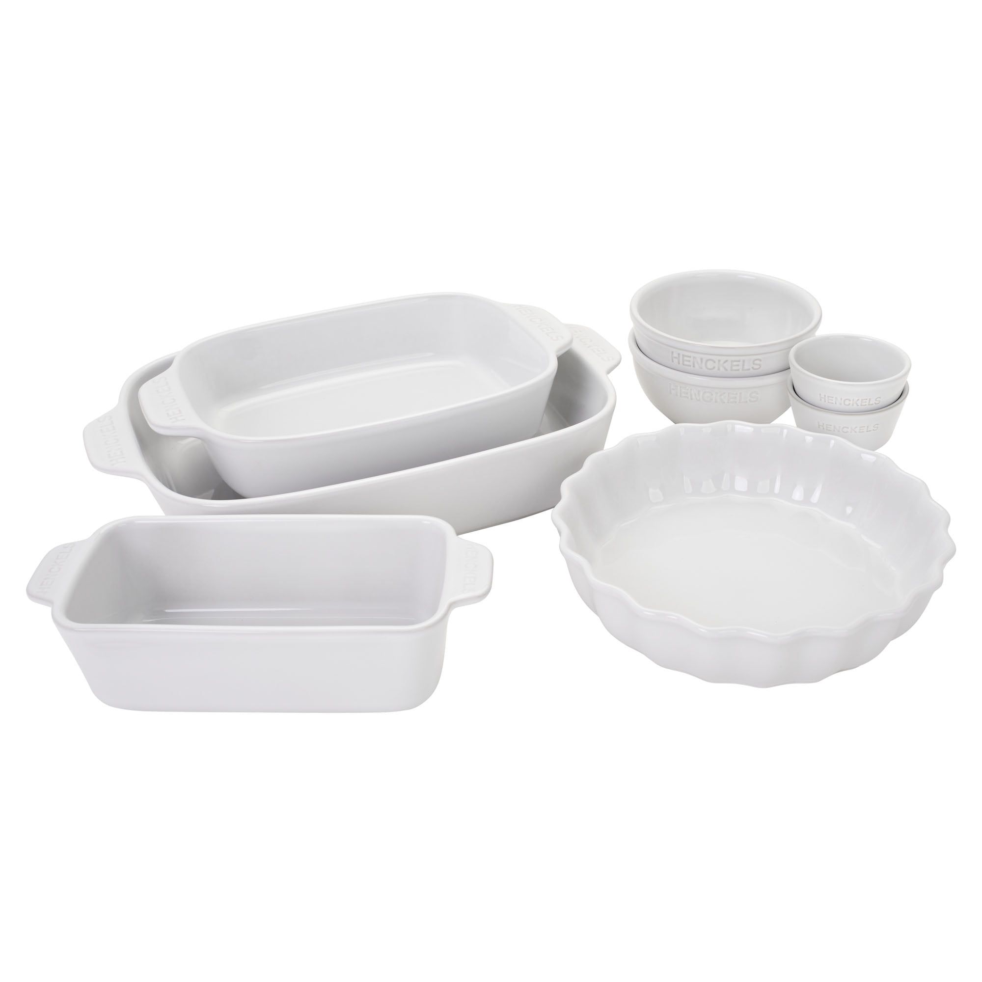 Henckels White Ceramic 8-Piece Bakeware and Serving Set