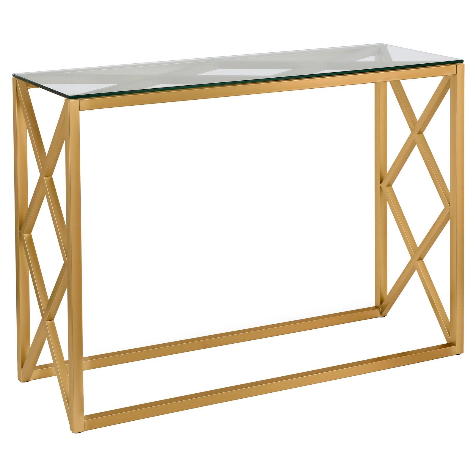 Gold and Glass Geometric X Hallway Table