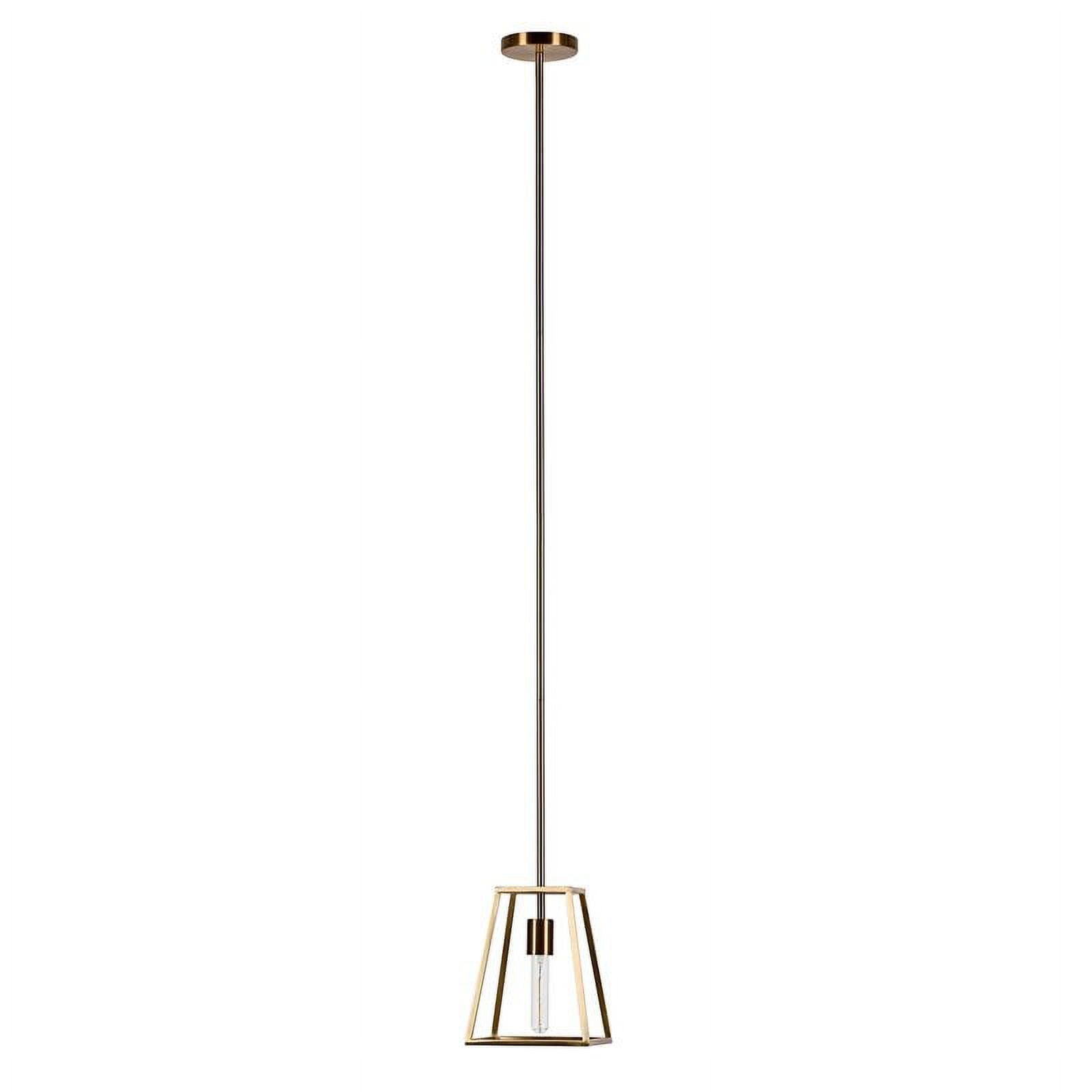 Brass Geometric 8" Pendant Light with Glass Shade