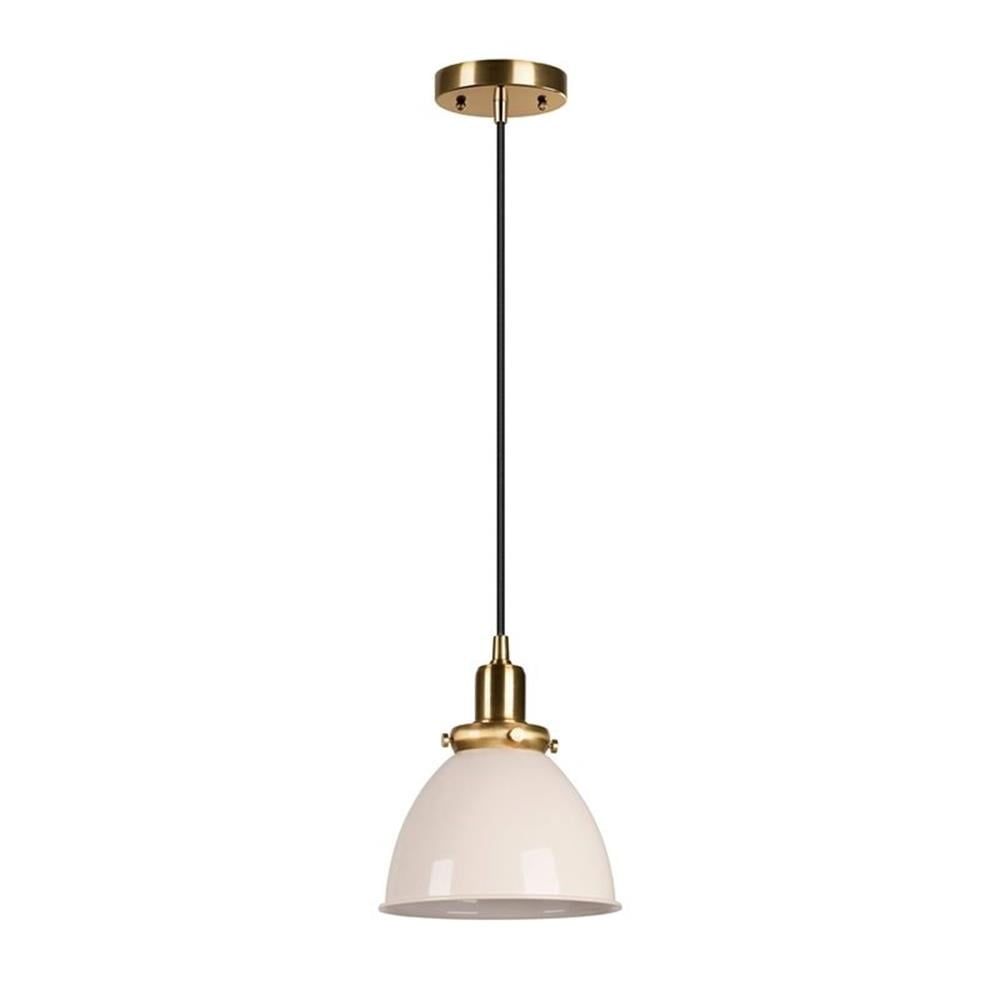 Elegant 8" Modern Brass & Pearled White Pendant Light