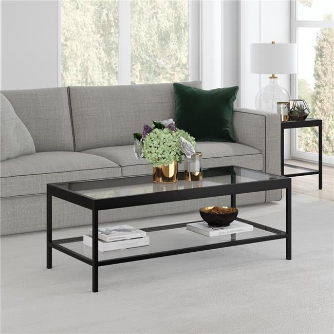 Alexis 45" Blackened Bronze Rectangular Glass Coffee Table