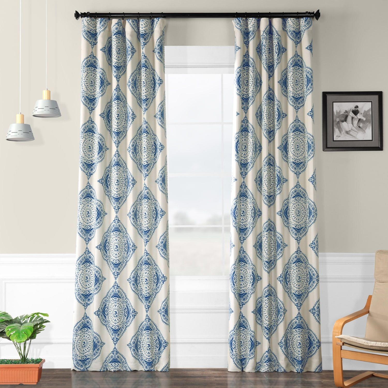 Henna Blue 120-Inch Blackout Polyester Curtain Panel