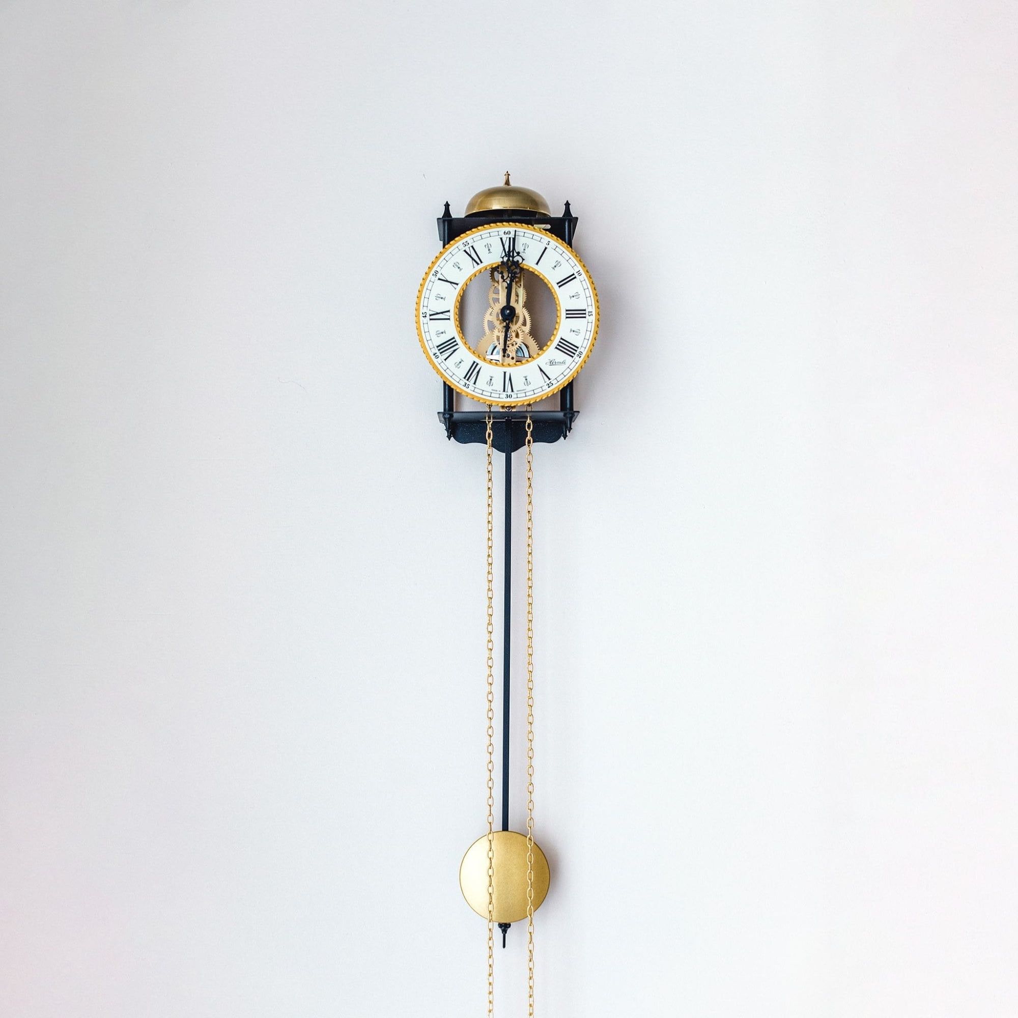 25" Black and Gold Skeleton Pendulum Wall Clock