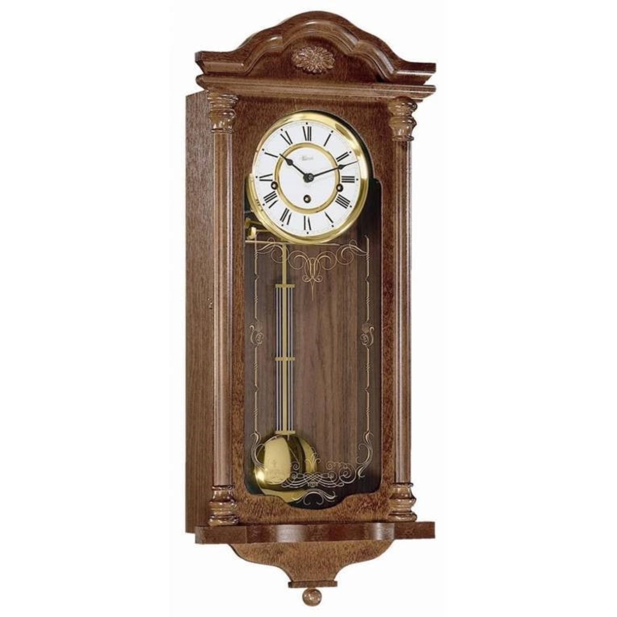 Hermle 27" Walnut Mechanical Regulator Pendulum Wall Clock