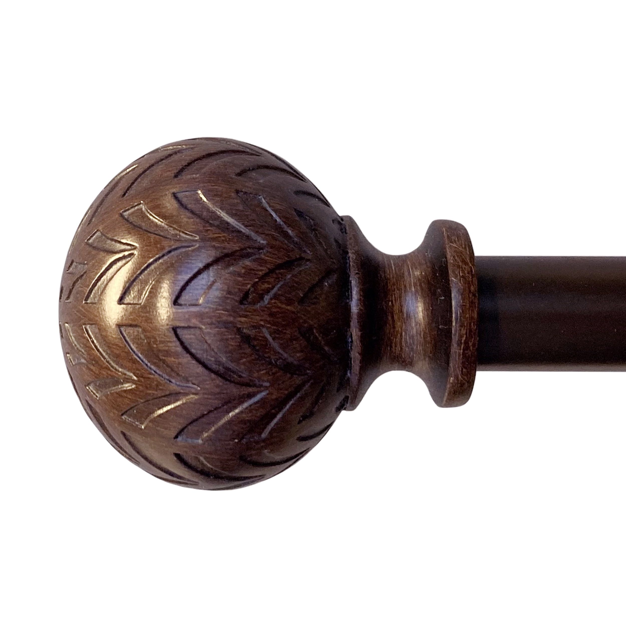 Hermosa Walnut Adjustable Curtain Rod Set with Finials