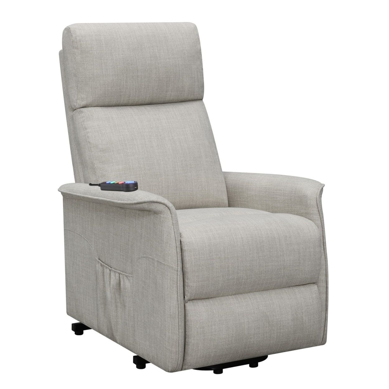 Beige Microfiber Power Lift Recliner with Massage and Remote