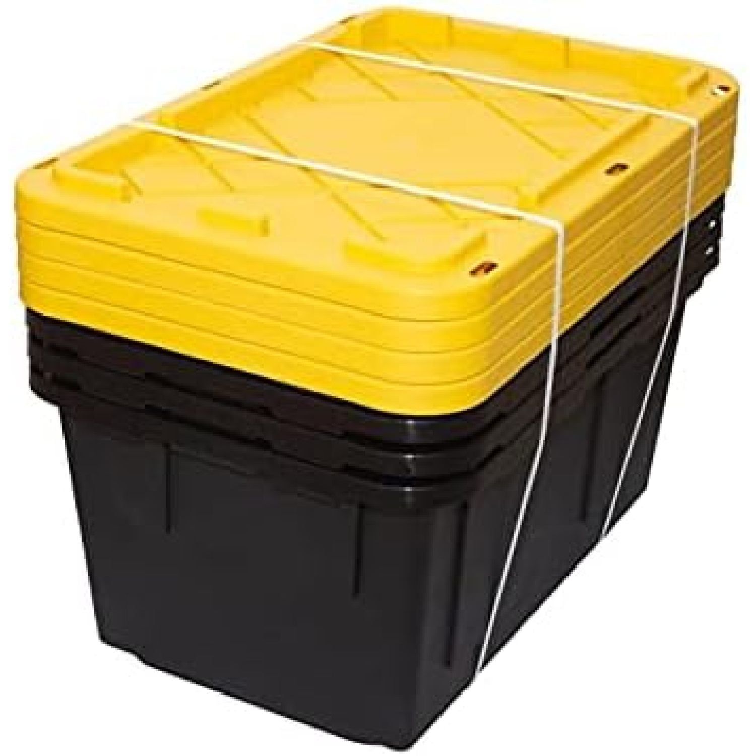 Black and Yellow Large Stackable Plastic Storage Bin with Snap Lid