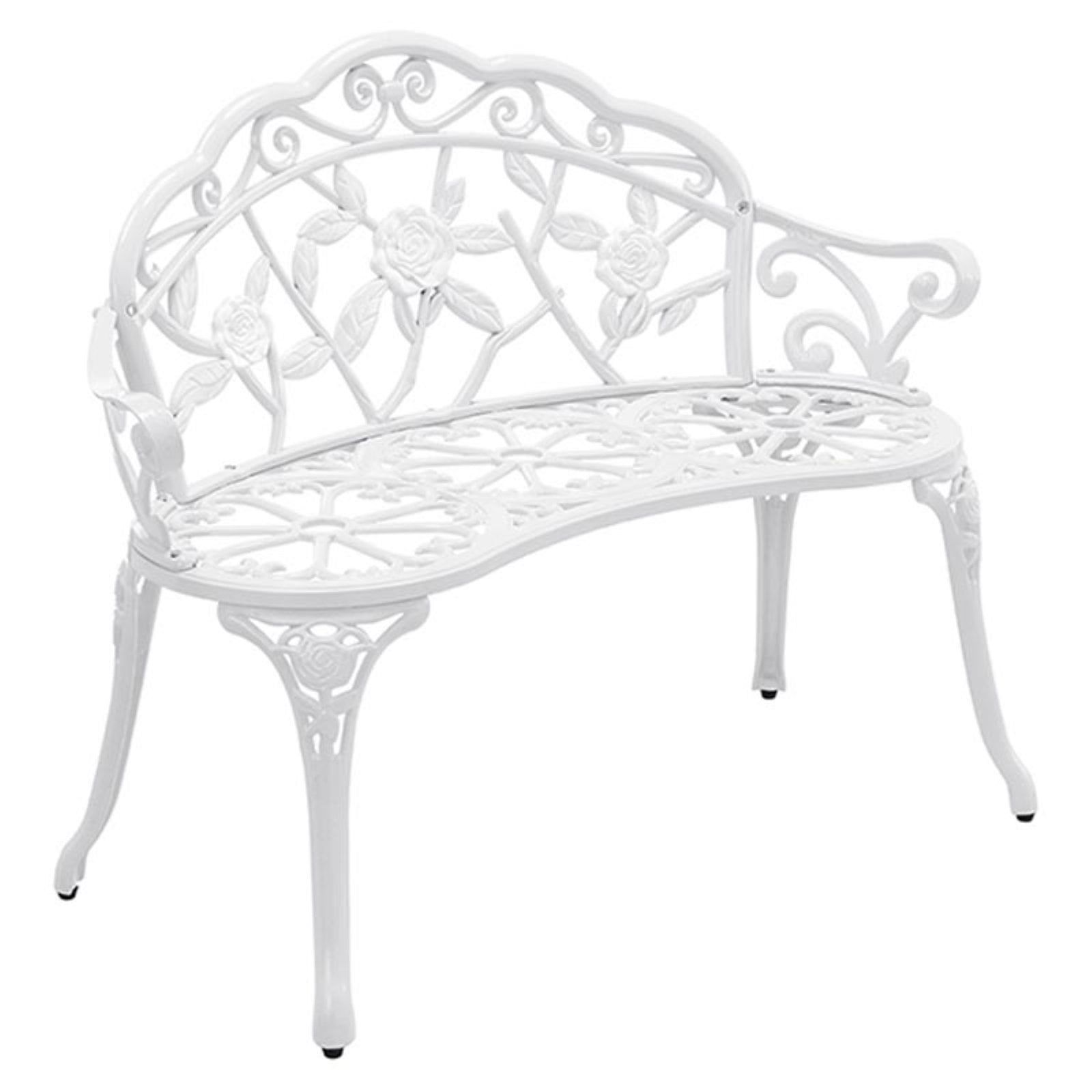 Elegant White Aluminium Rose Garden Bench, 39.3"