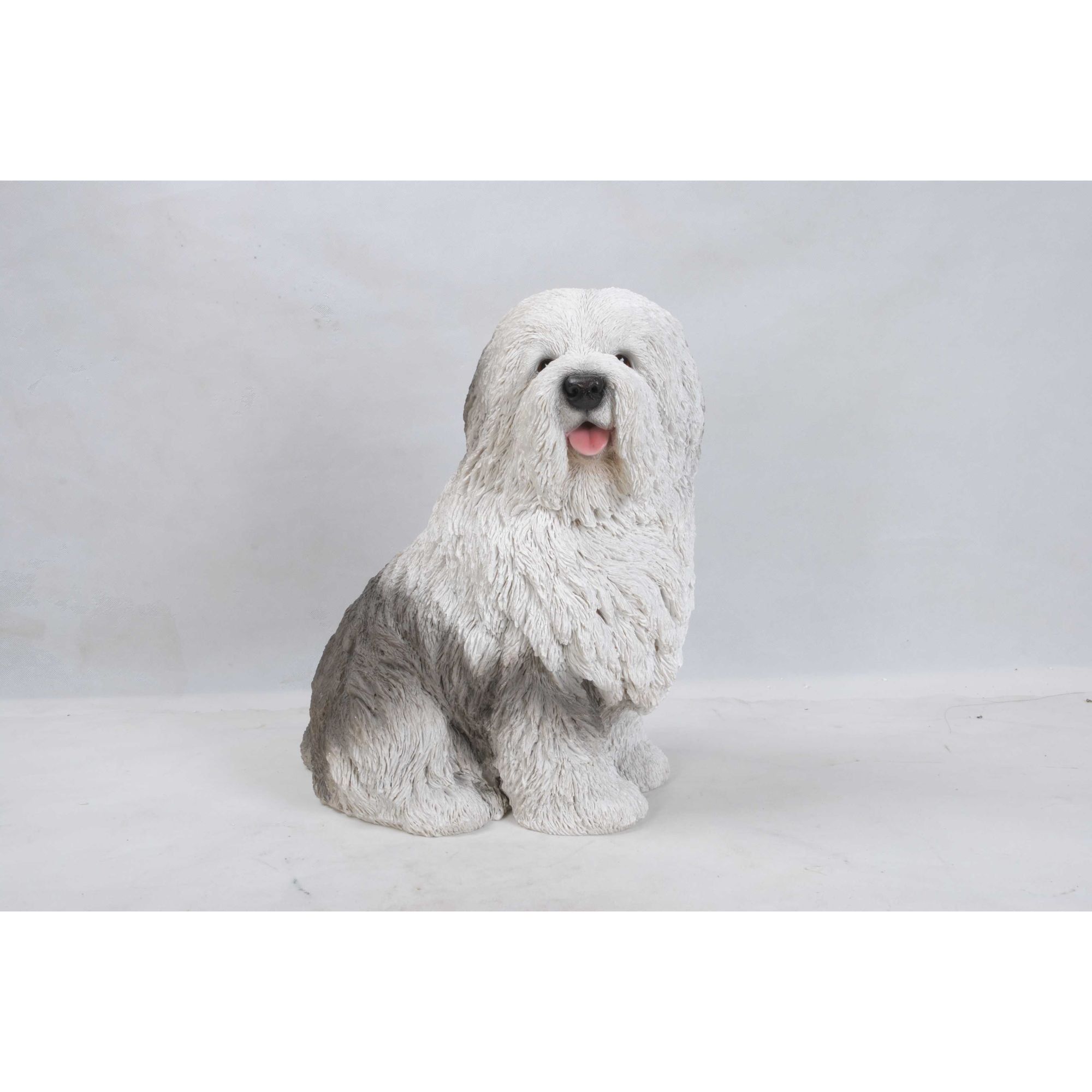 17.75" Lifelike Old English Sheepdog Polyresin Garden Statue