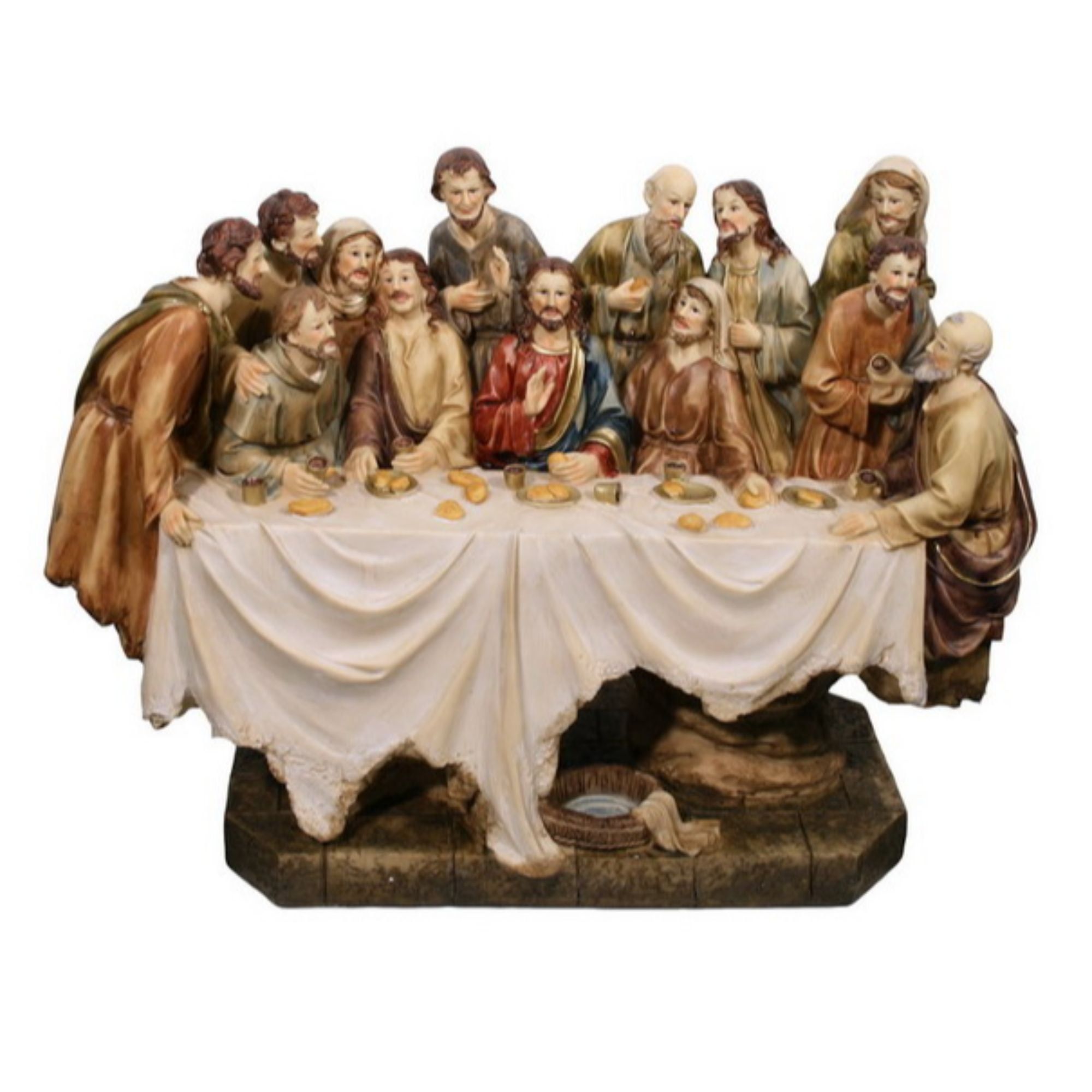 19.5" Brown and White Last Supper Resin Figurine