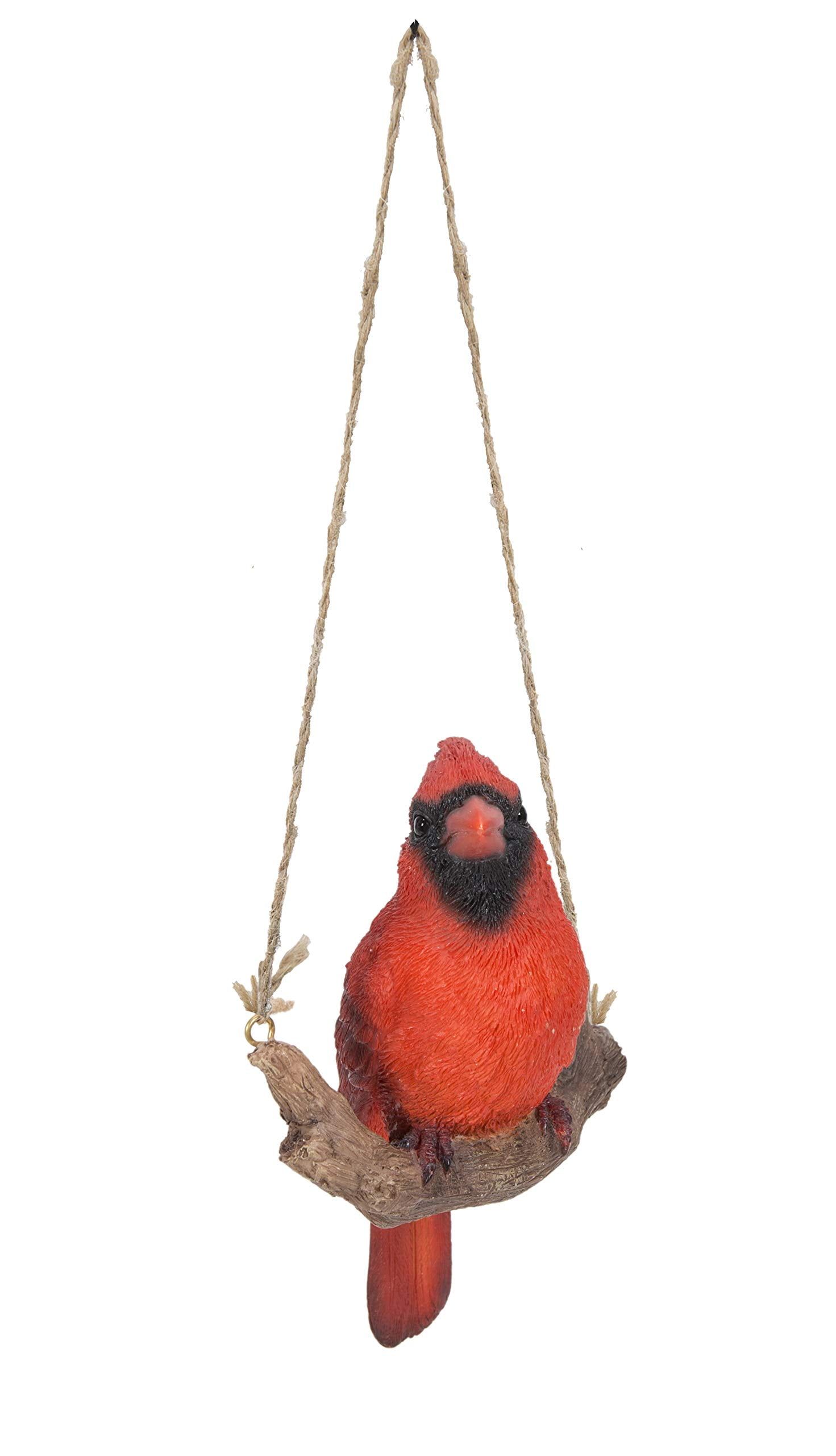 Red Hanging Cardinal on Branch Garden Figurine