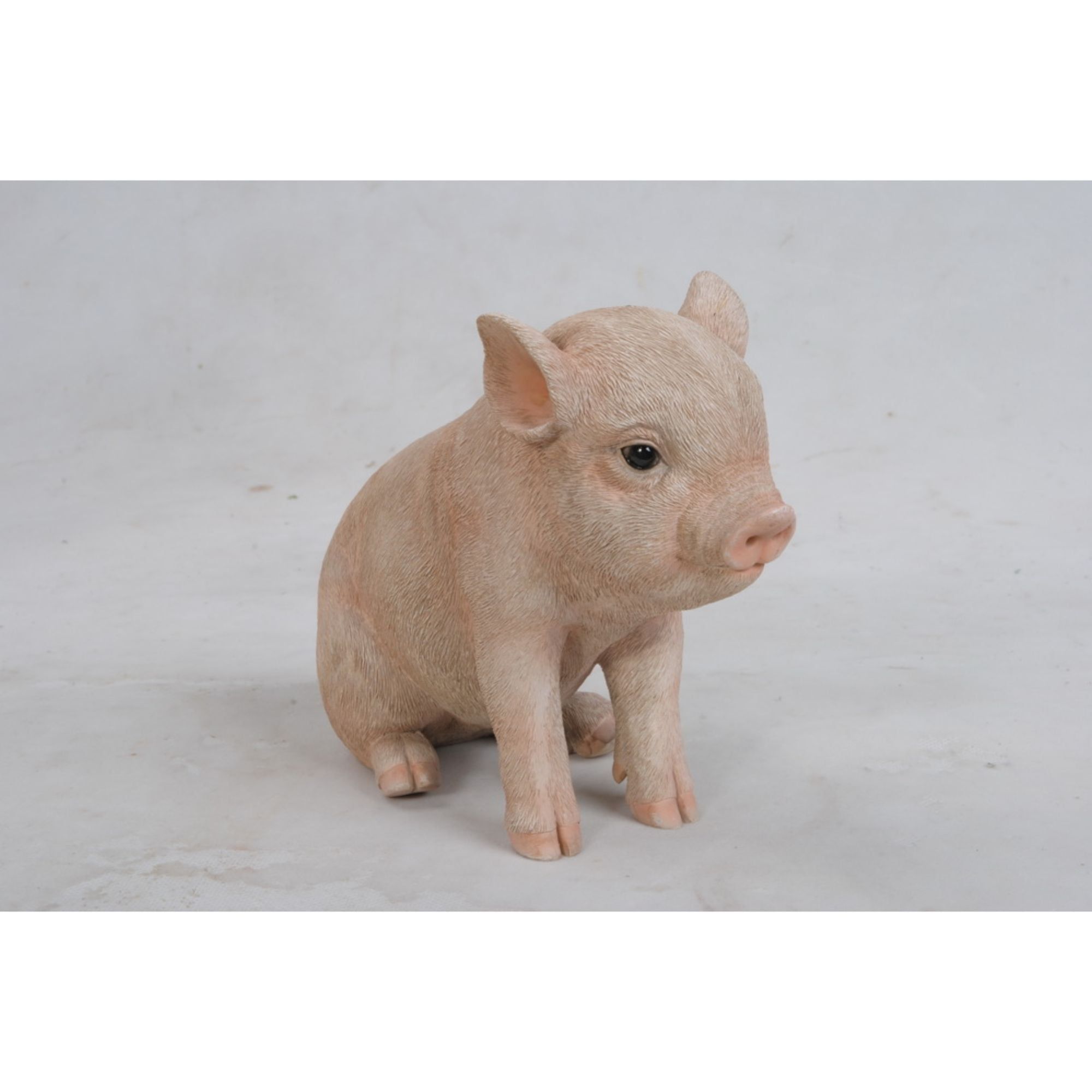 Pink Polyresin Sitting Baby Pig Garden Statue