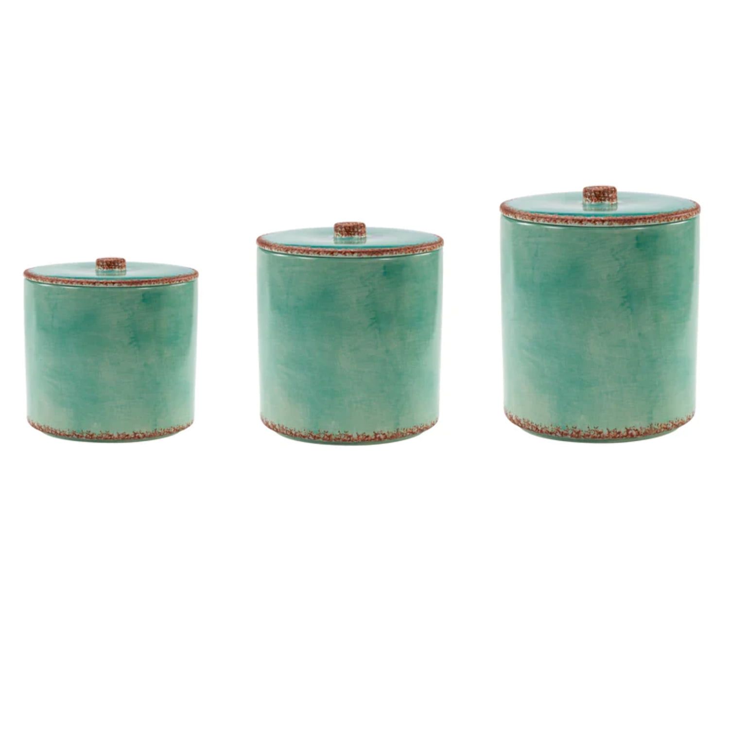 Turquoise Ceramic Canister Set with Lids, 3-Piece