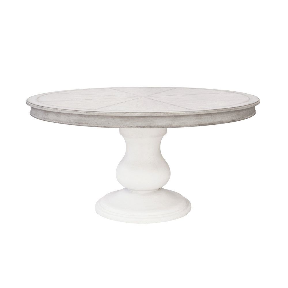 Higgins Street Cream Round Wood Pedestal Dining Table