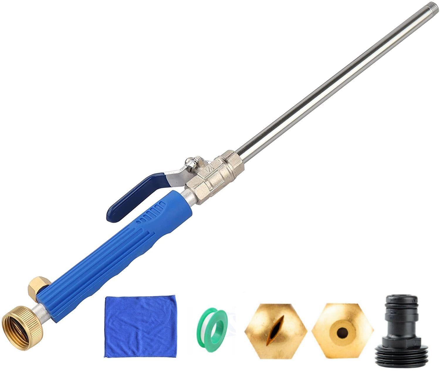 Blue High Pressure Hydro Jet Washer Wand with Brass Coupler