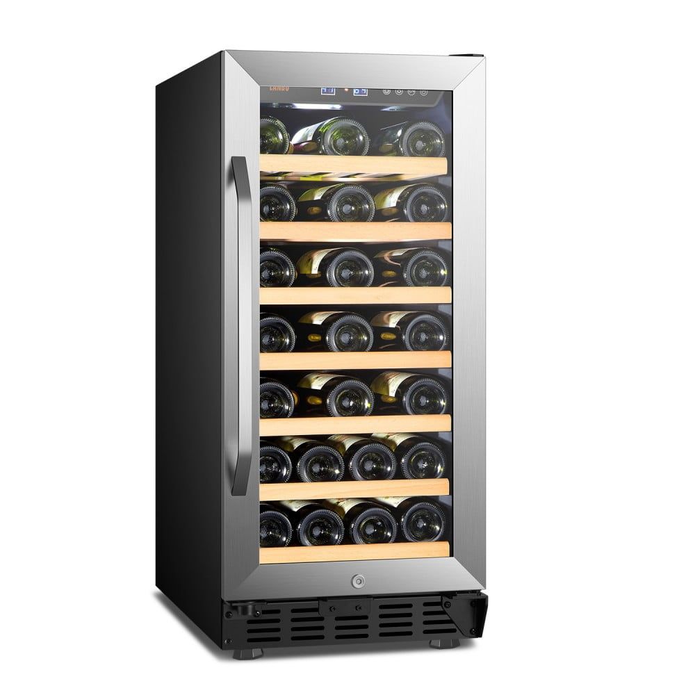 15-Inch Black Stainless Steel Single Zone Wine Cooler