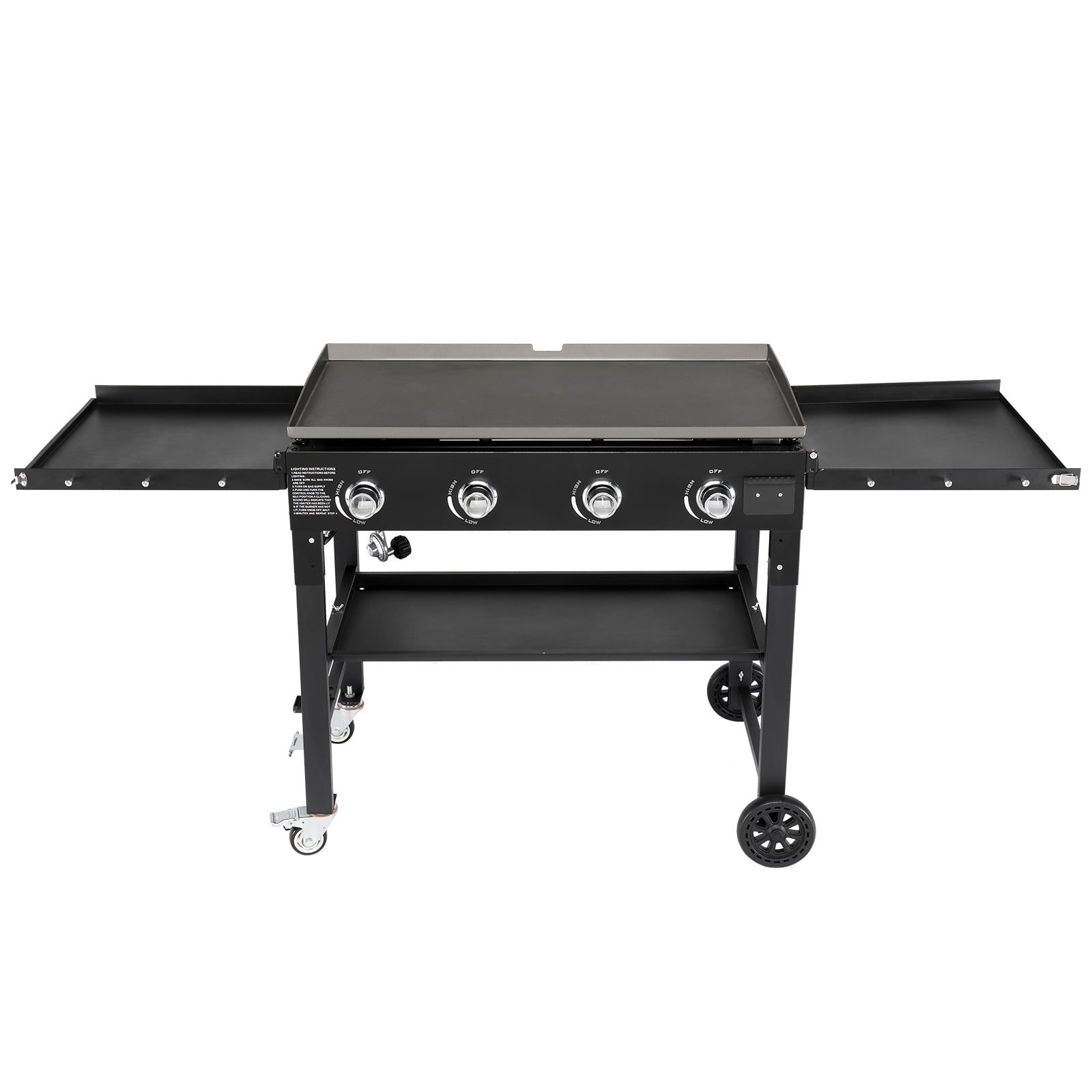 Foldable Black 4-Burner Propane Gas Griddle Cooking Station