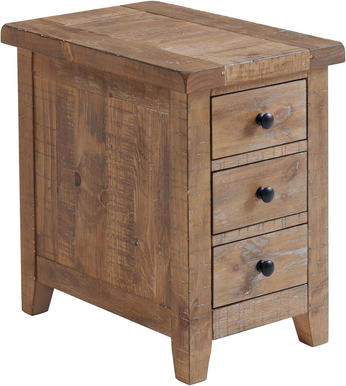 Highland Rustic Brown Pine 3-Drawer End Table