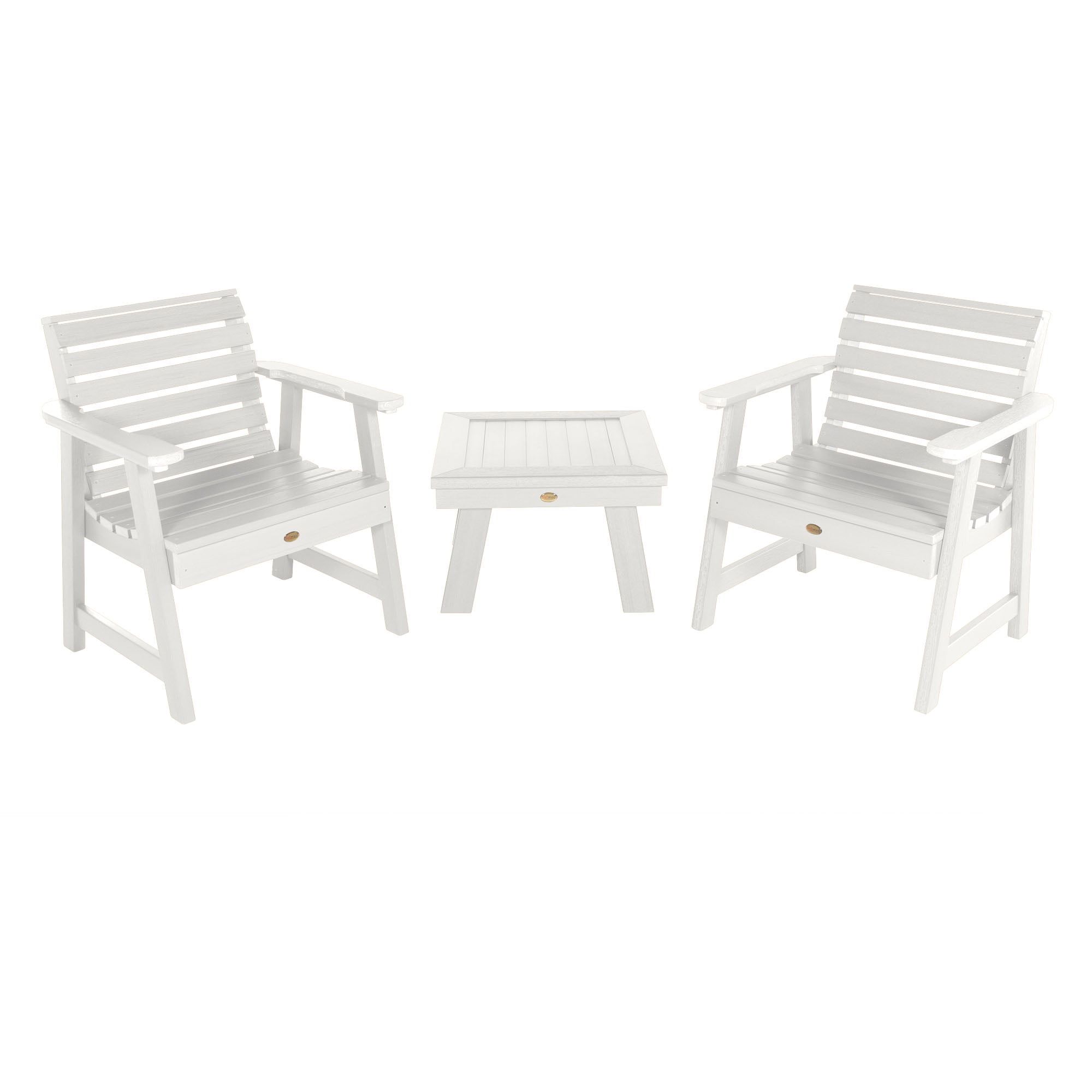 White Weatherly 2-Person Garden Chairs with Square Side Table