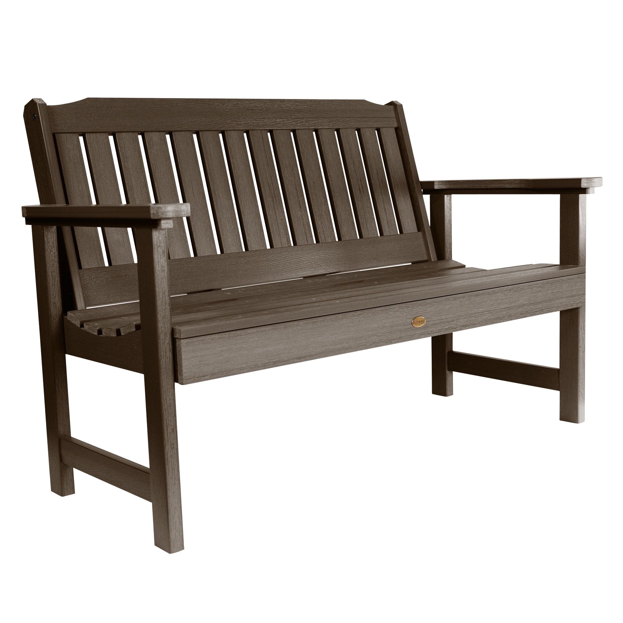 Highwood Lehigh 4ft Weathered Acorn Garden Bench with Marine Grade Polymer