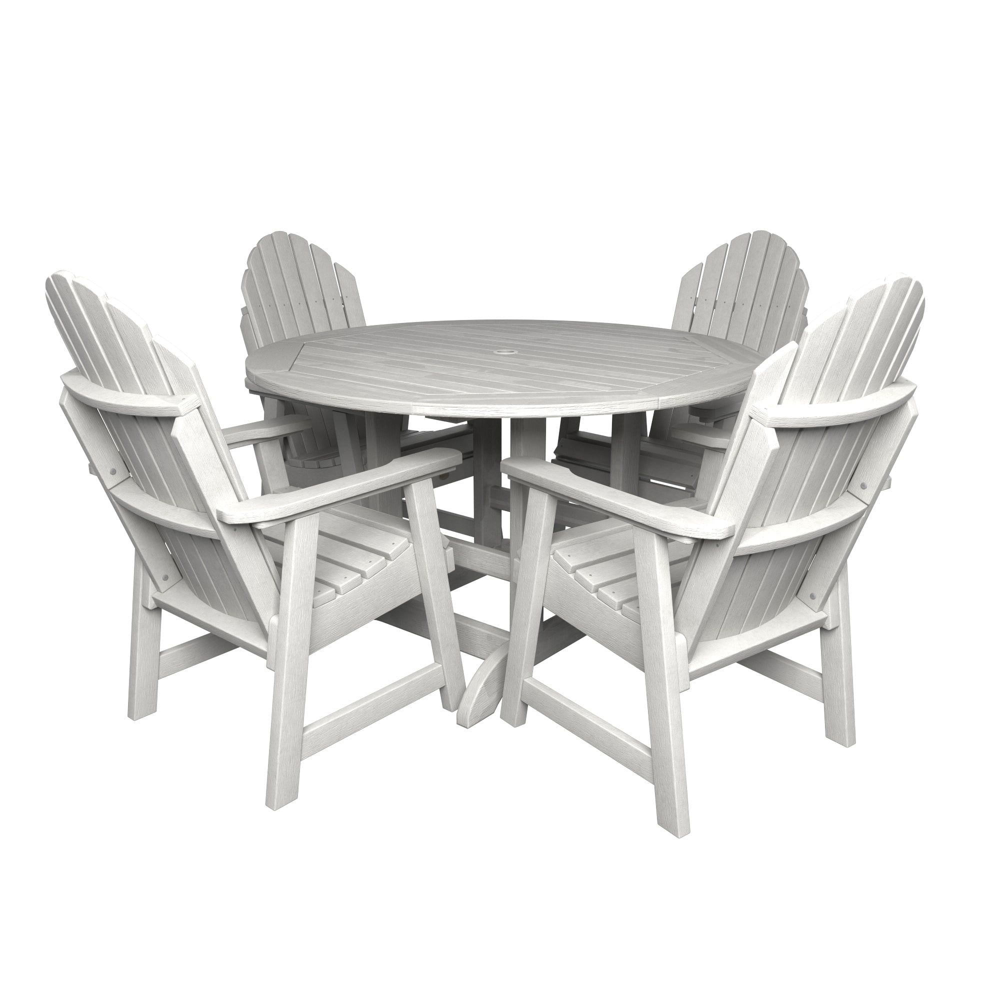 Weathered Brown 4-Person Adirondack Style Round Dining Set