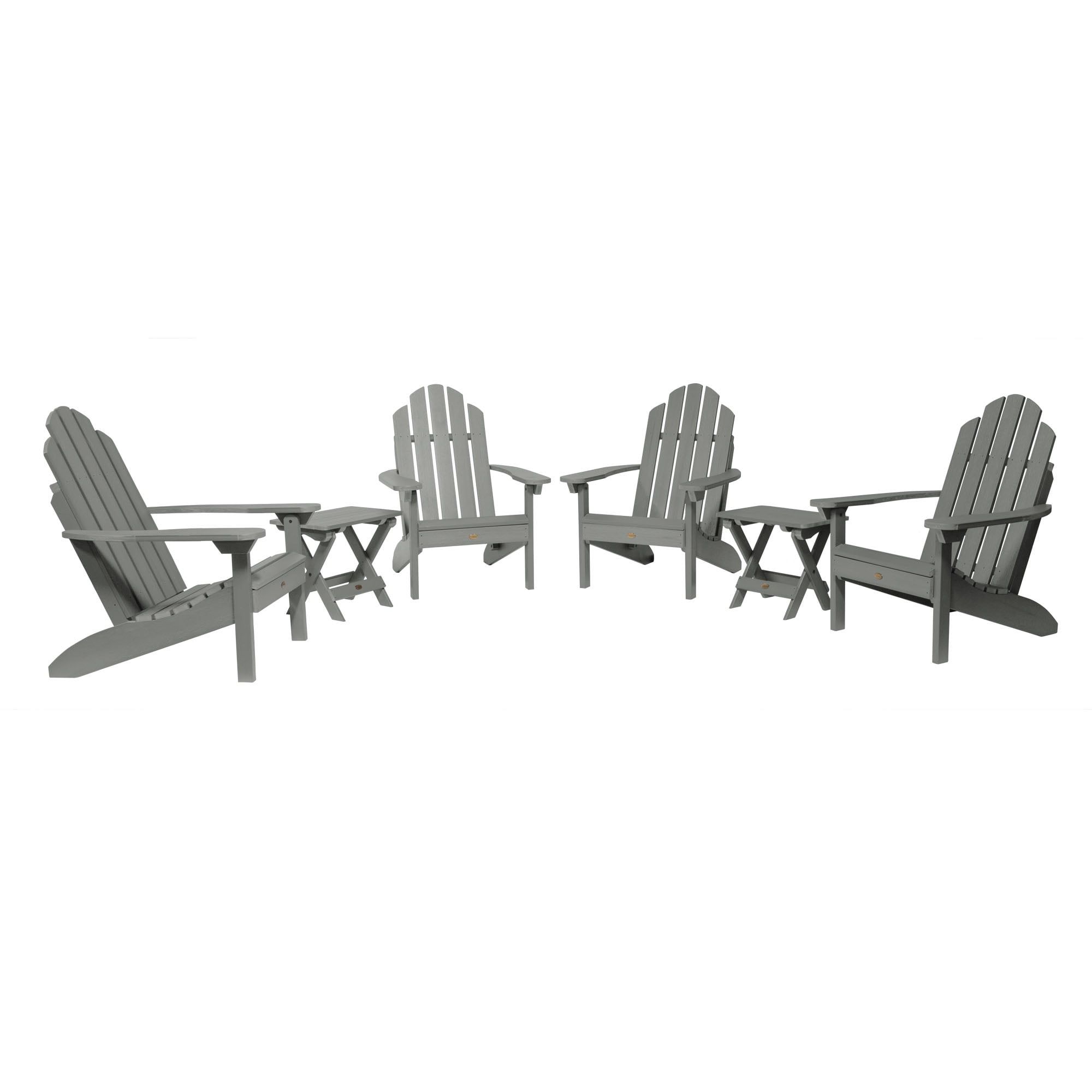 Coastal Teak Modern 4-Person Adirondack Chair Set with Side Tables