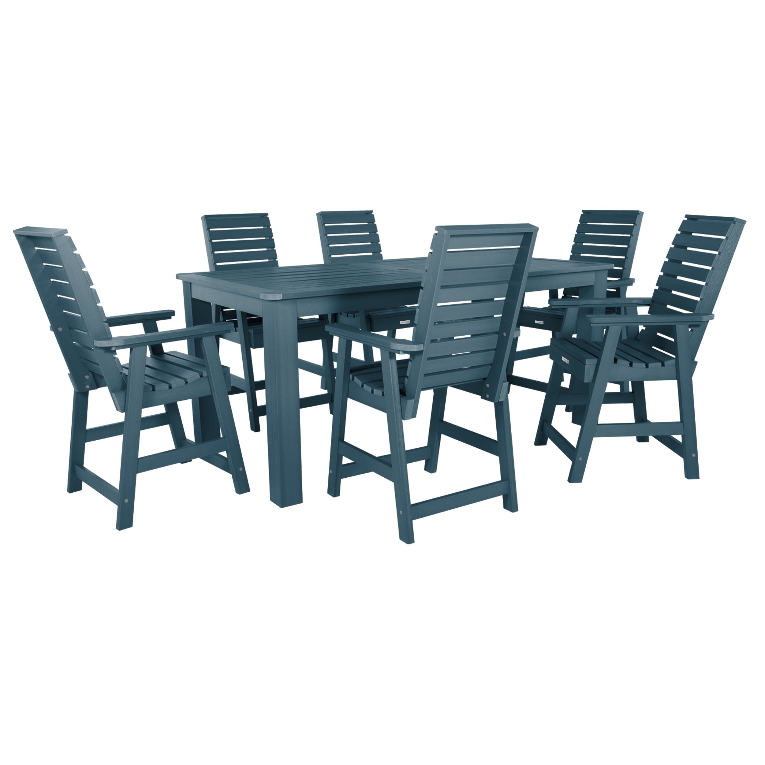 Nantucket Blue 7-Piece Plastic Counter Height Dining Set