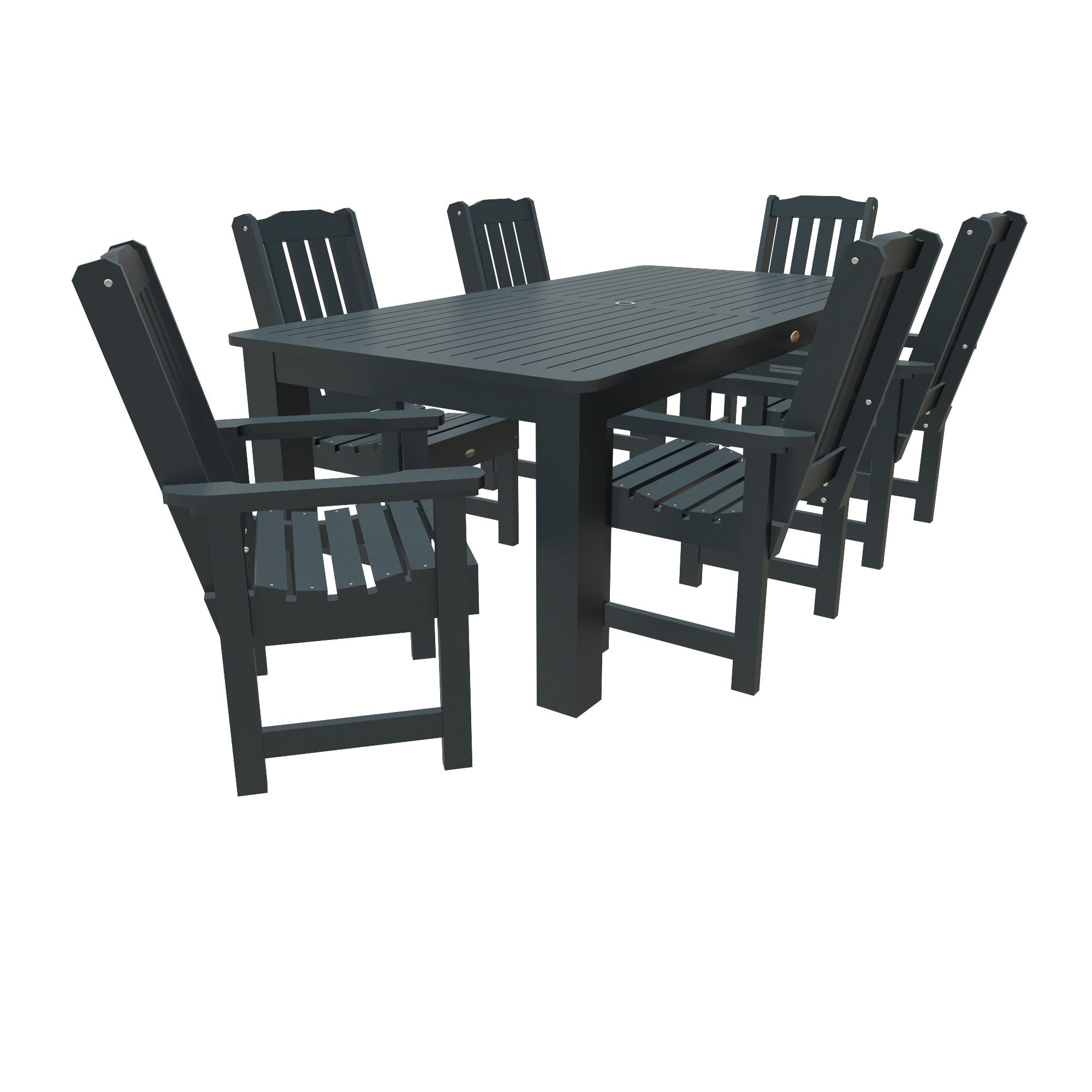 Lehigh Federal Blue 7-Piece Outdoor Dining Set with Umbrella Hole