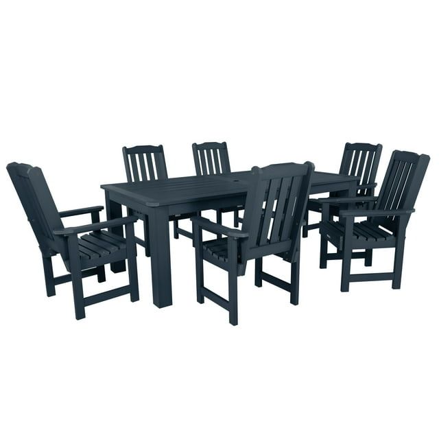 Lehigh Federal Blue 7-Piece Outdoor Dining Set with Umbrella Hole