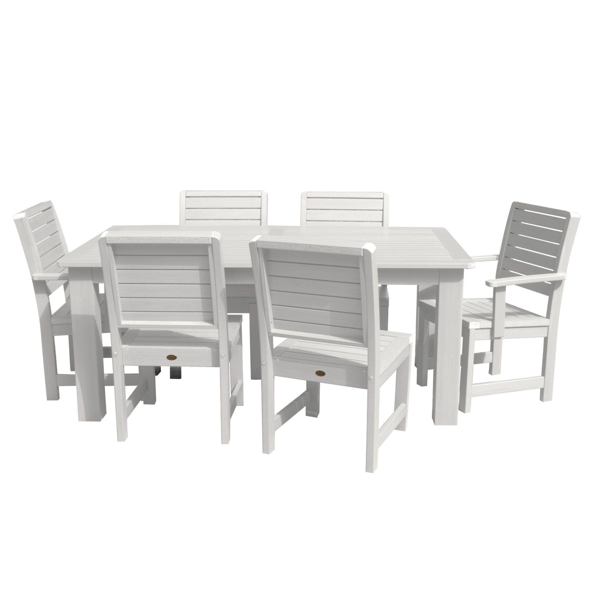 Elegant White 6-Person Outdoor Dining Set with Umbrella Hole