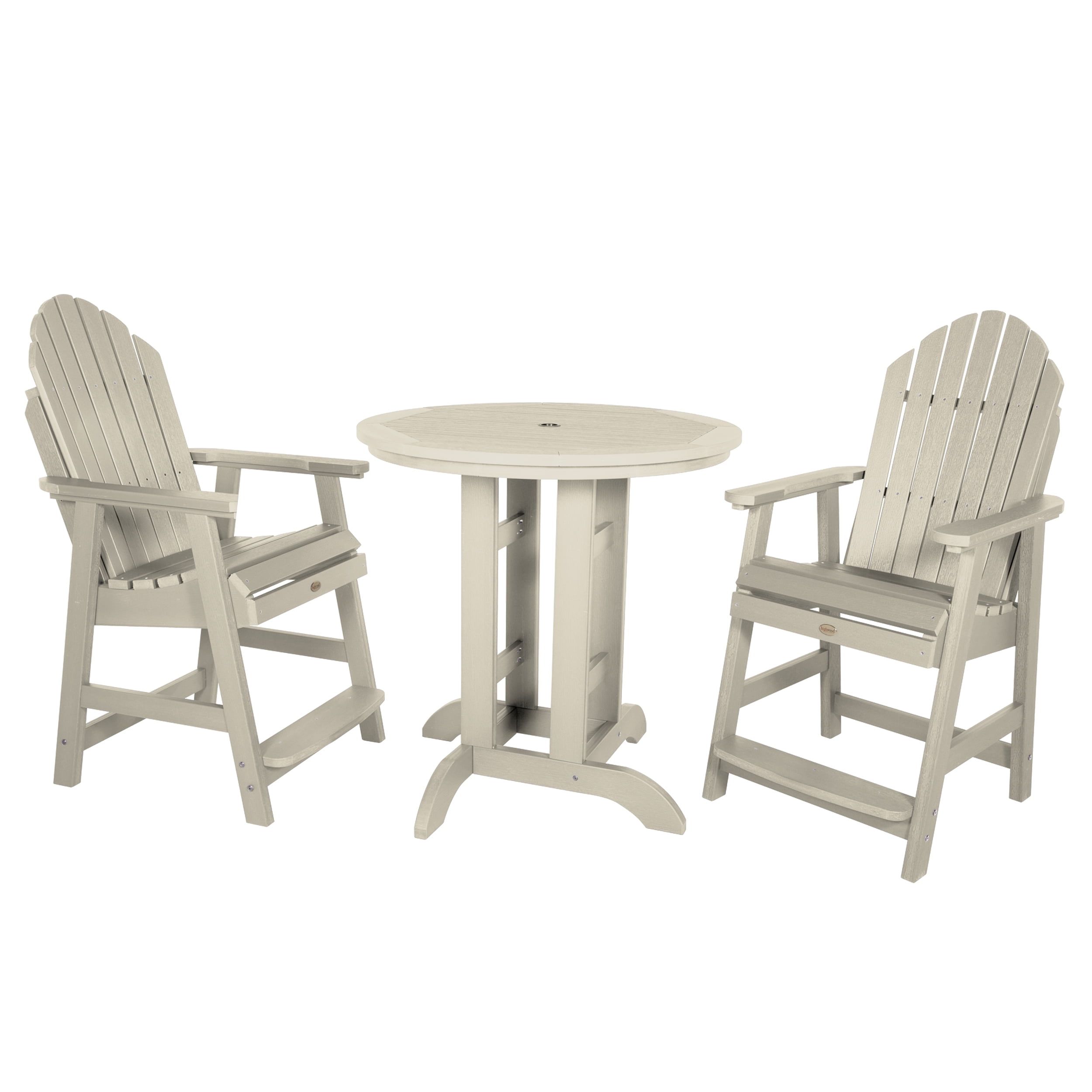 Whitewash Plastic Adirondack 3-Piece Counter Height Dining Set