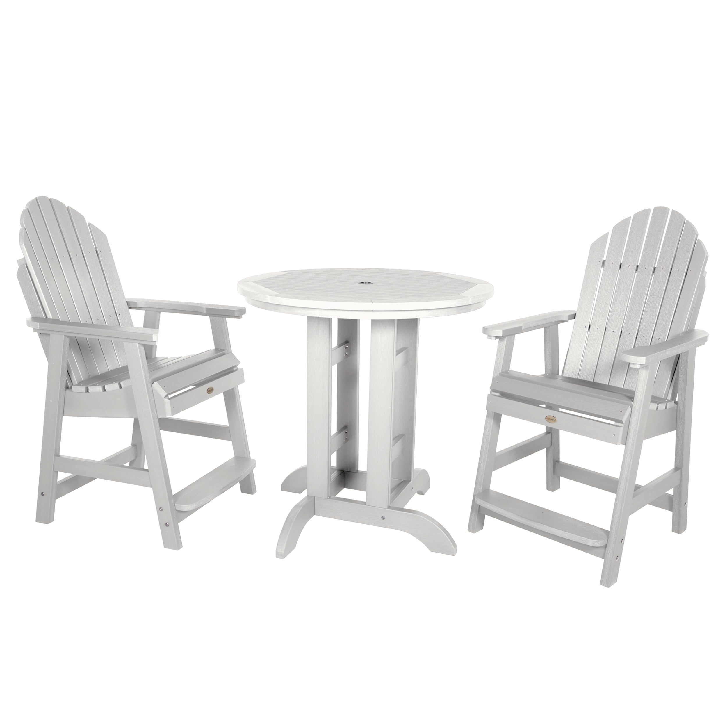 White Plastic Adirondack 3-Piece Counter Height Dining Set