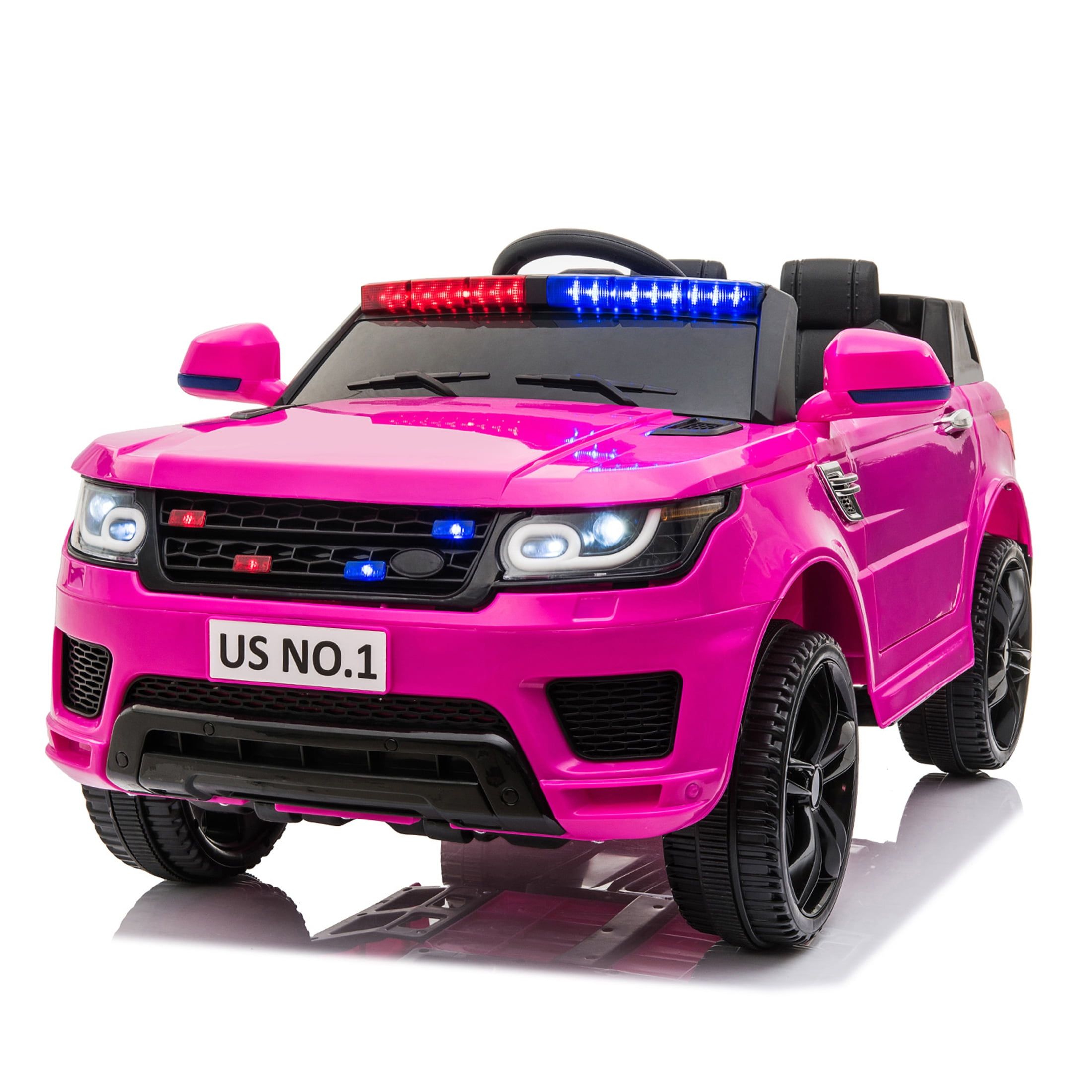 Rose Red 12V Kids Ride-On Police SUV with Remote Control