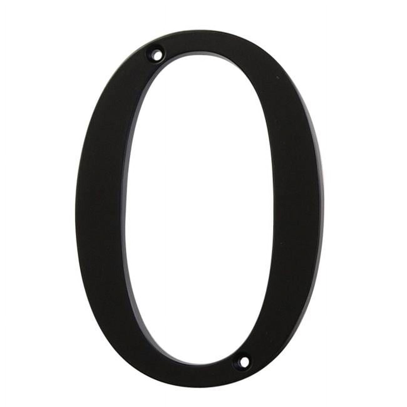 Black Smooth Metal 4-Inch Flush Mount House Number 0