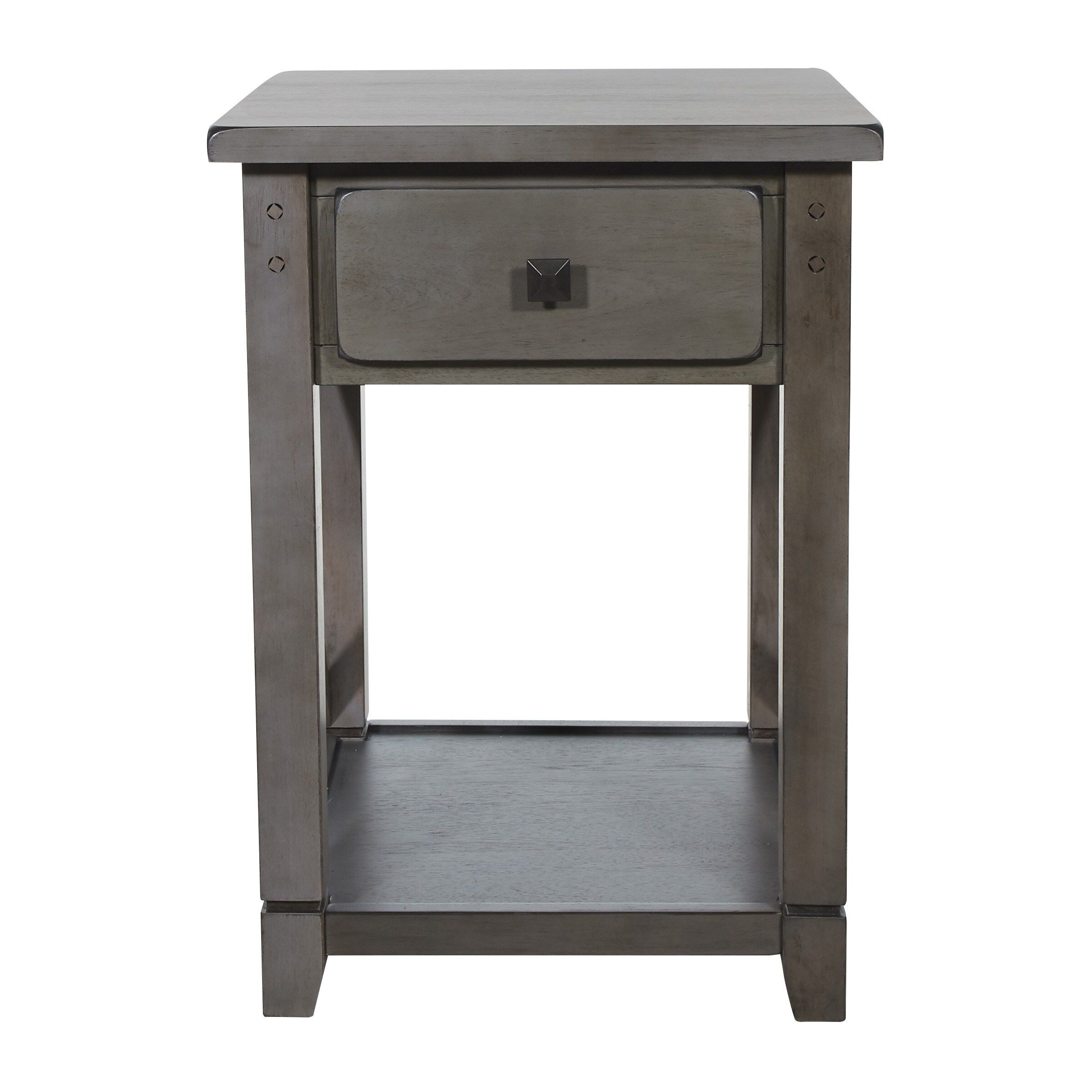 Hillsboro Rustic Farmhouse Gray Wash Solid Wood End Table