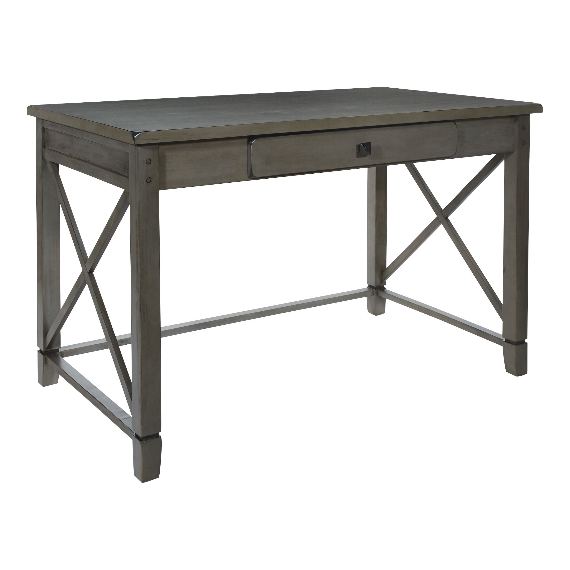 Hillsboro Rustic Farmhouse Gray Wash Solid Wood Writing Desk with Drawer