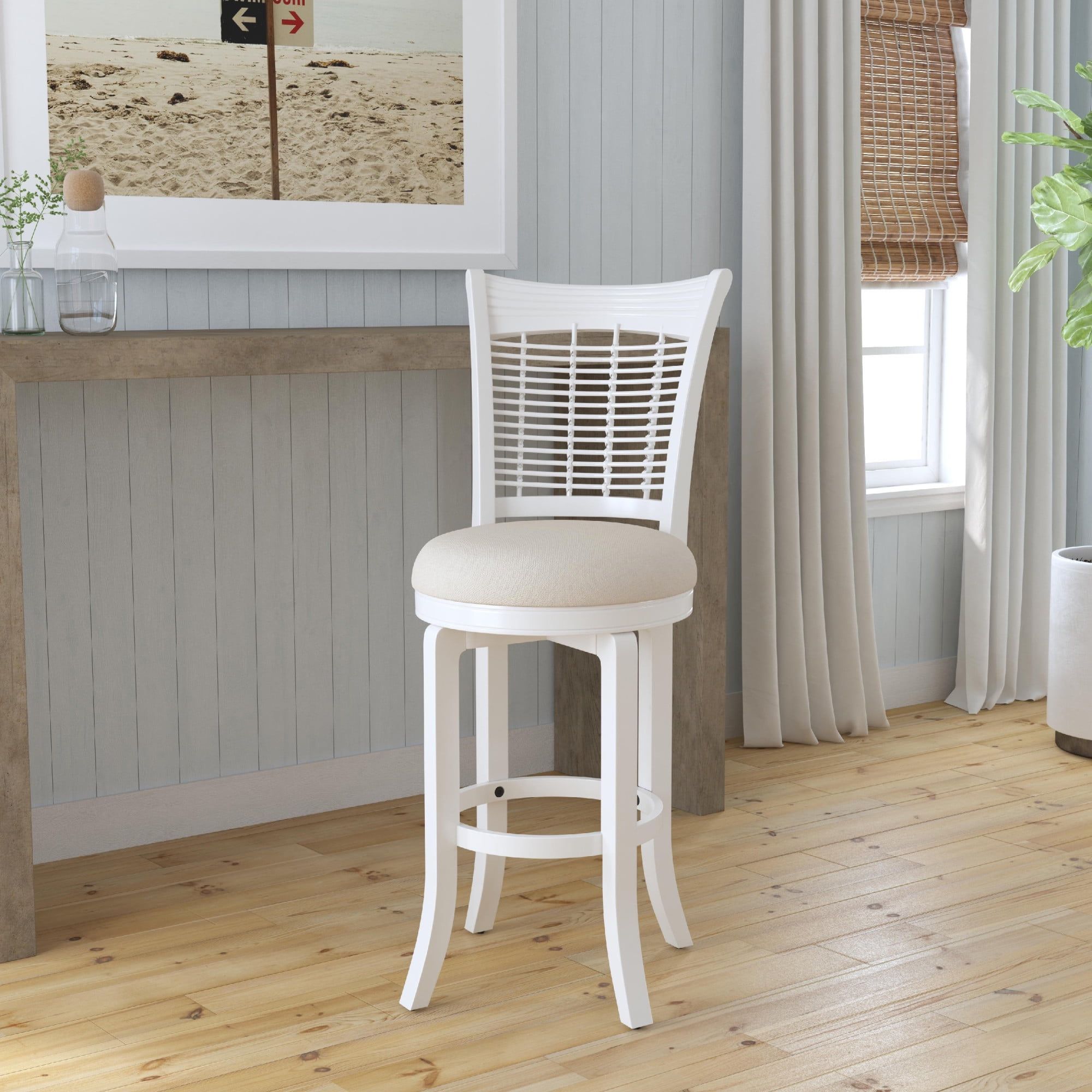 Bayberry White Wood Swivel Bar Height Stool