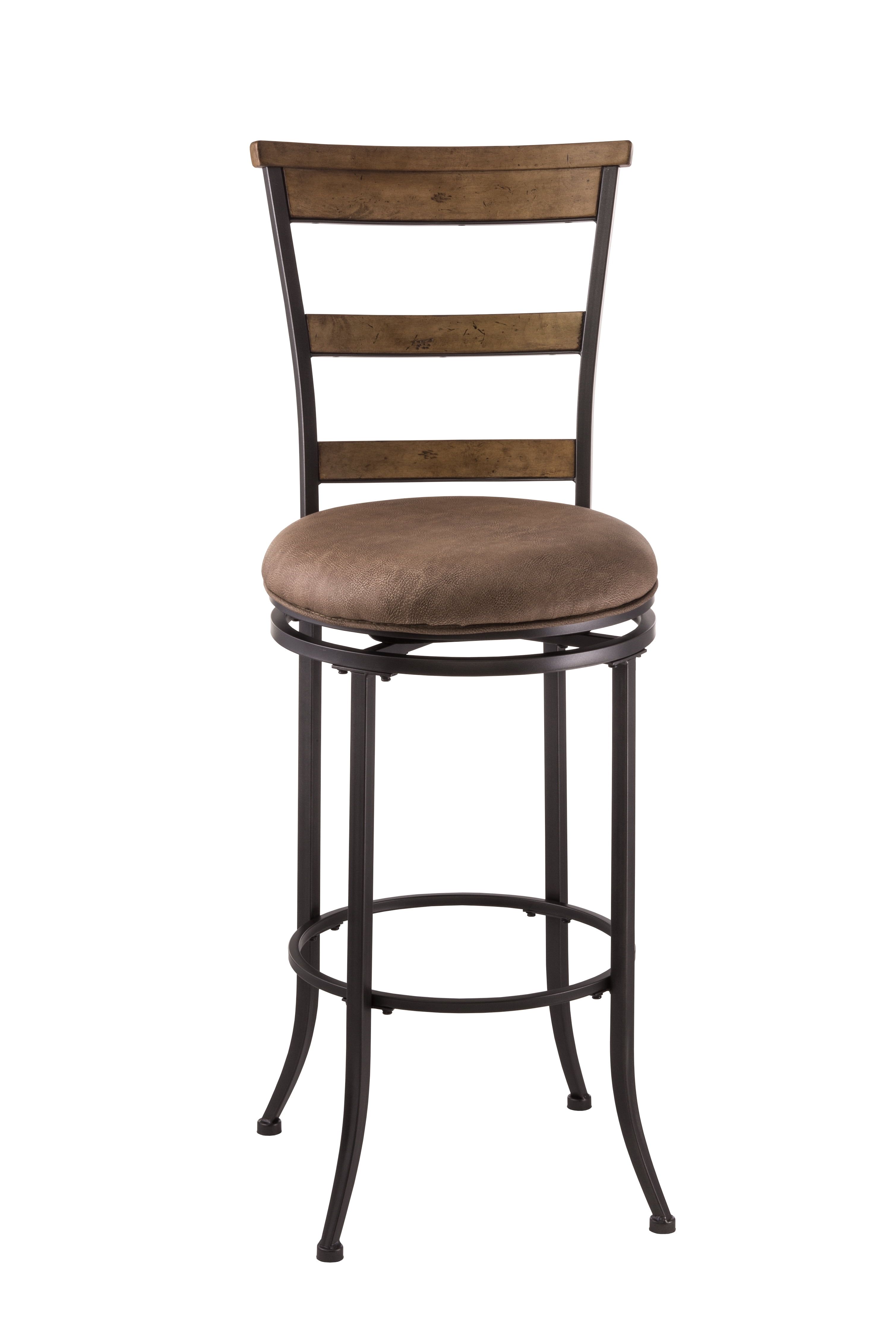 Charleston Pewter & Desert Tan Swivel Ladder Back Bar Stool