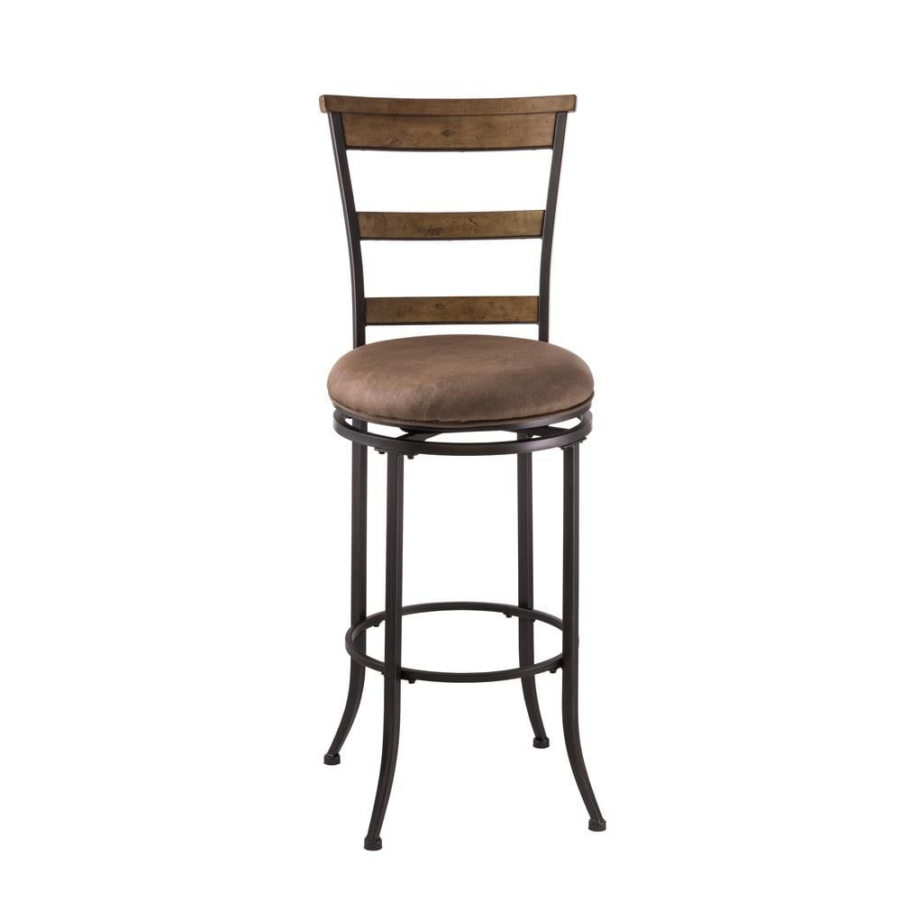 Charleston Pewter & Desert Tan Swivel Ladder Back Bar Stool