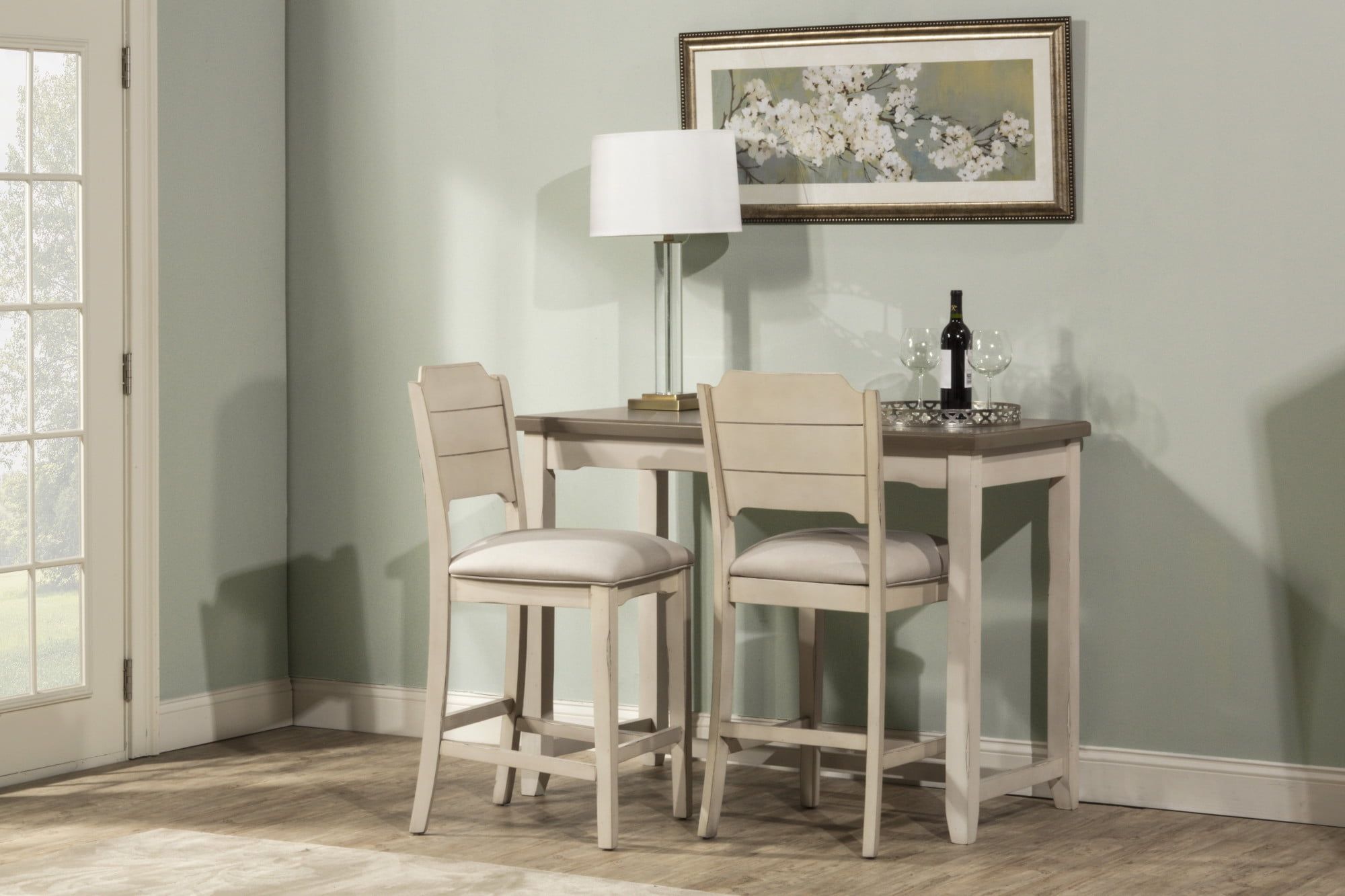 Sea White Wood 3-Piece Counter Height Dining Set