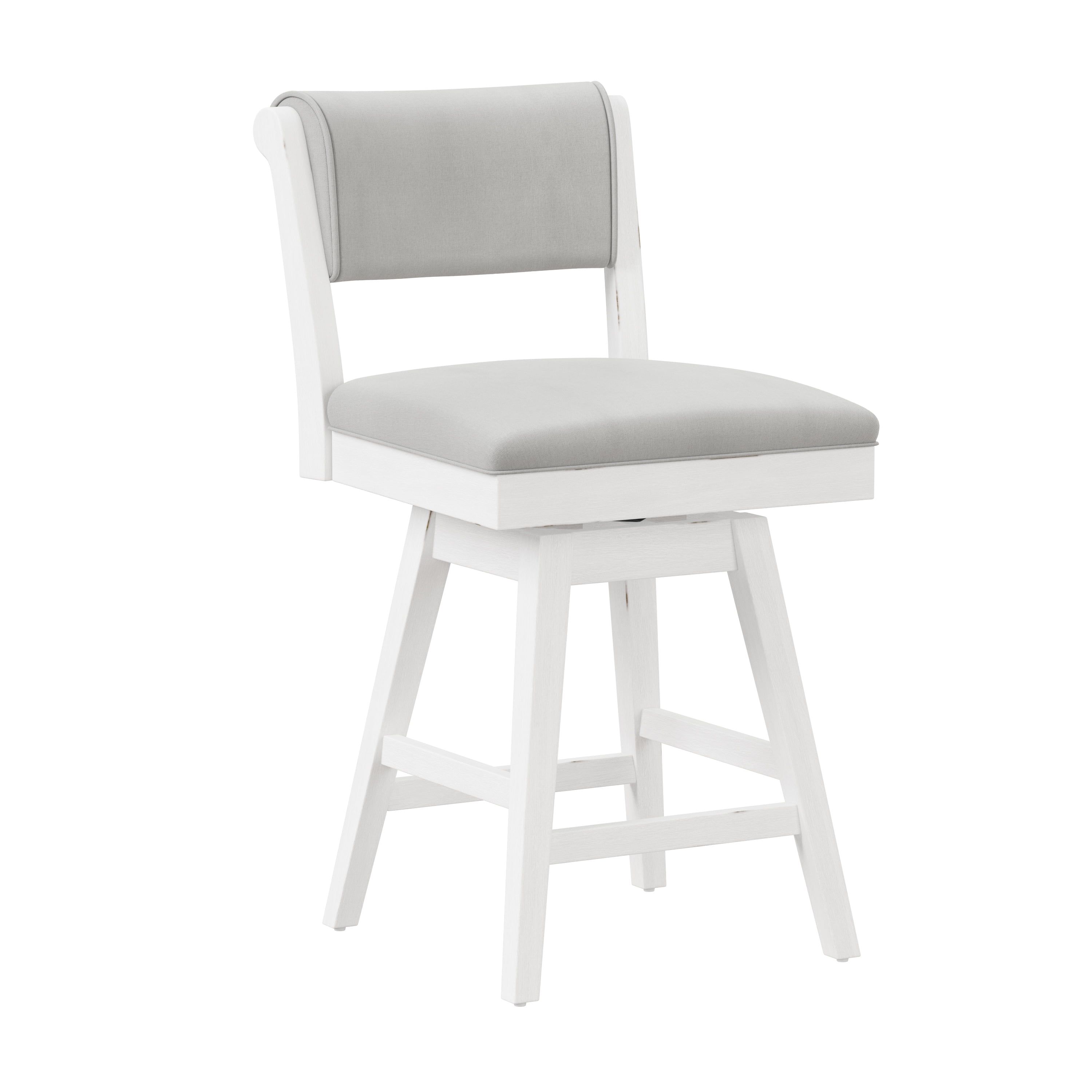 Clarion White Wood and Upholstered Swivel Counter Stool