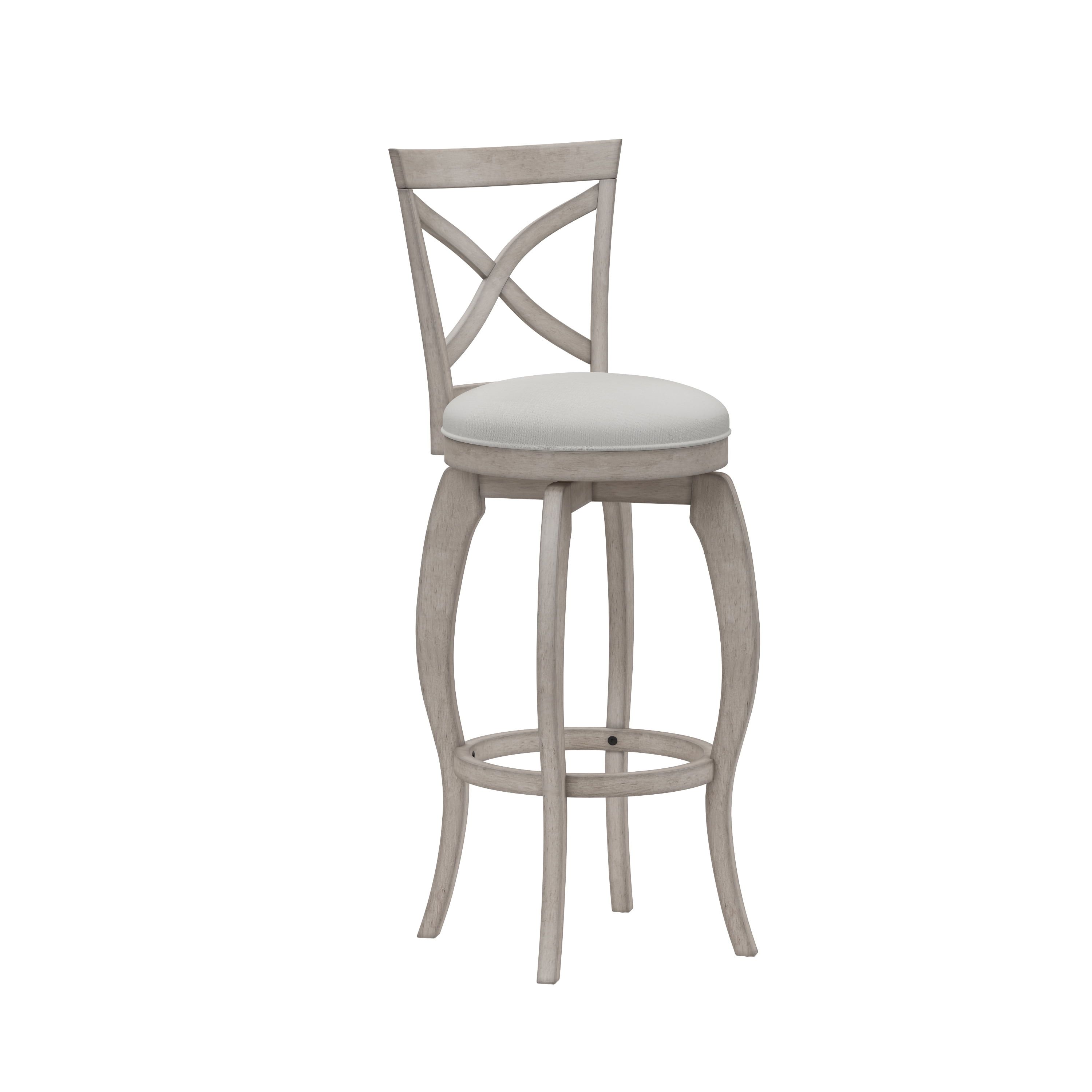 Aged Gray Wood Swivel Bar Stool with Polyester Cushion