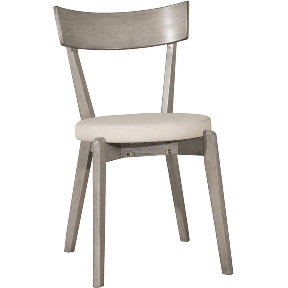 Gray Upholstered Wood Side Chair with Slat Back