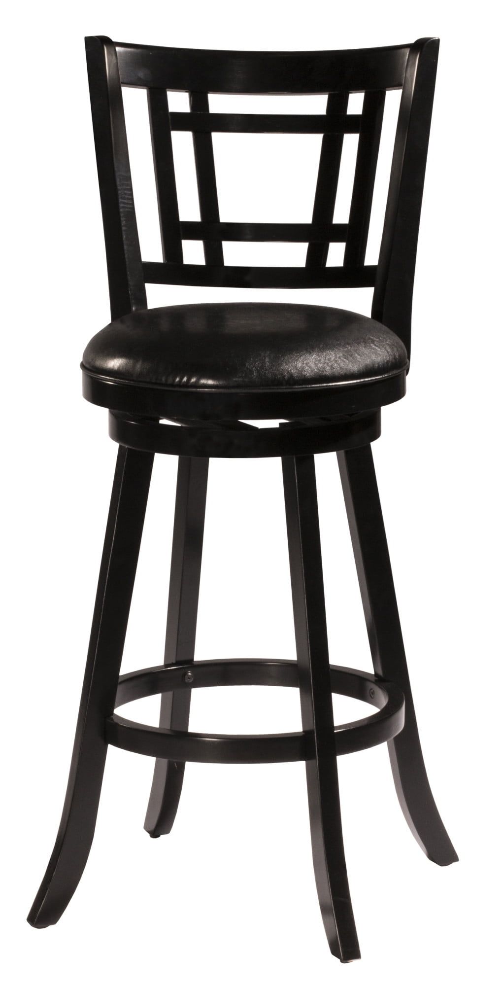 Fairfox 37.75'' Black Wood and Leather Swivel Counter Stool