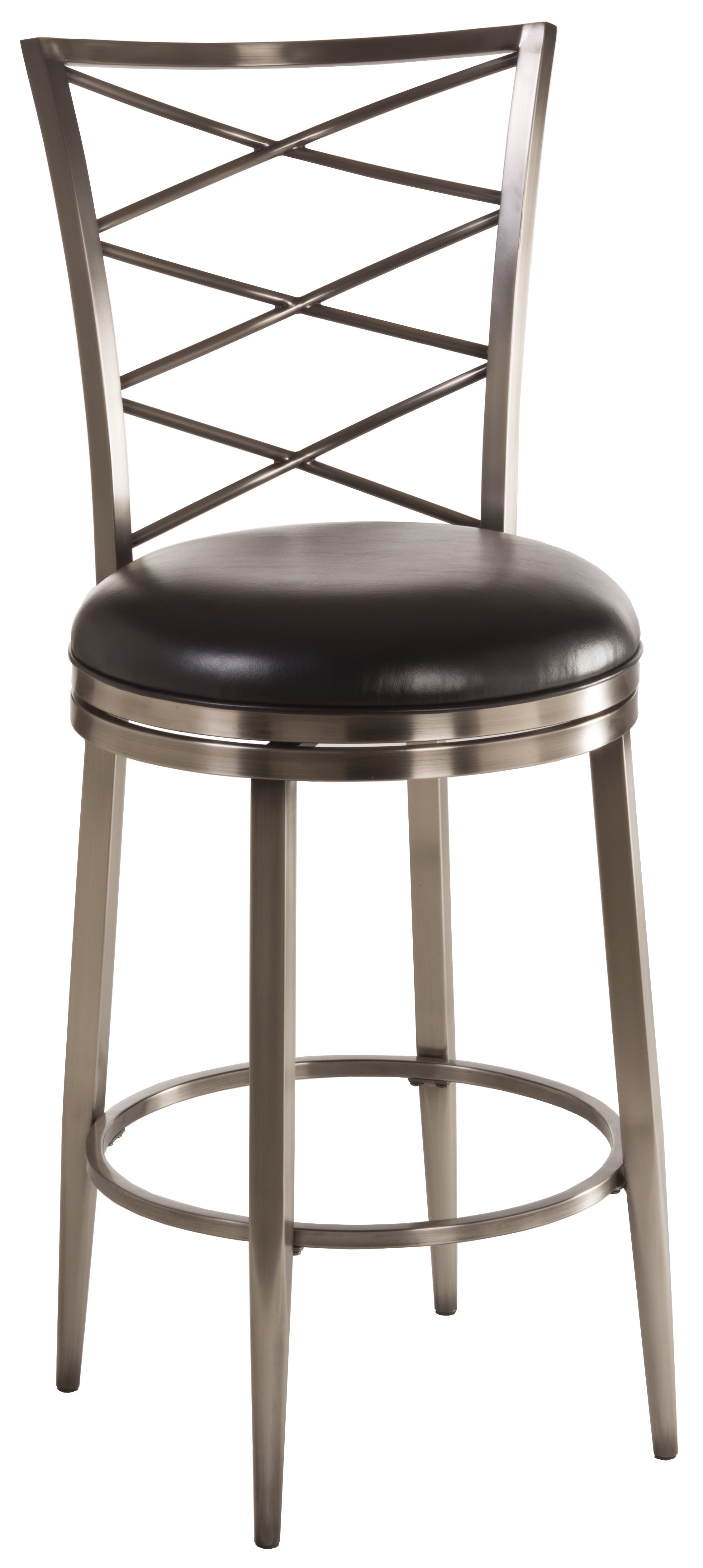 Harlow Antique Pewter 43.75" Metal Swivel Counter Stool with Black Vinyl Seat