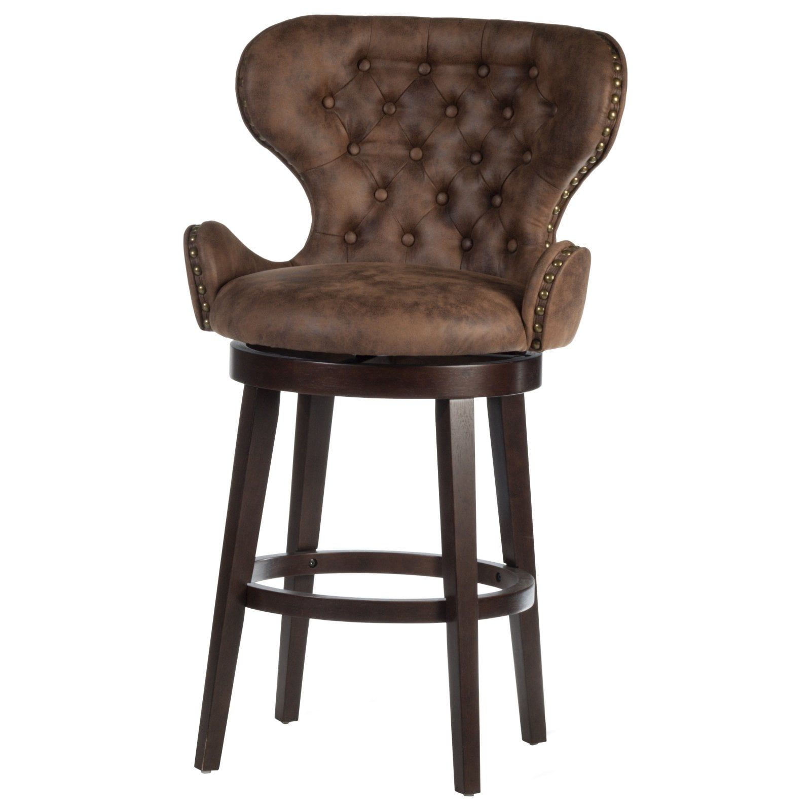 Mid-City 26" Brown Faux Leather Swivel Counter Stool