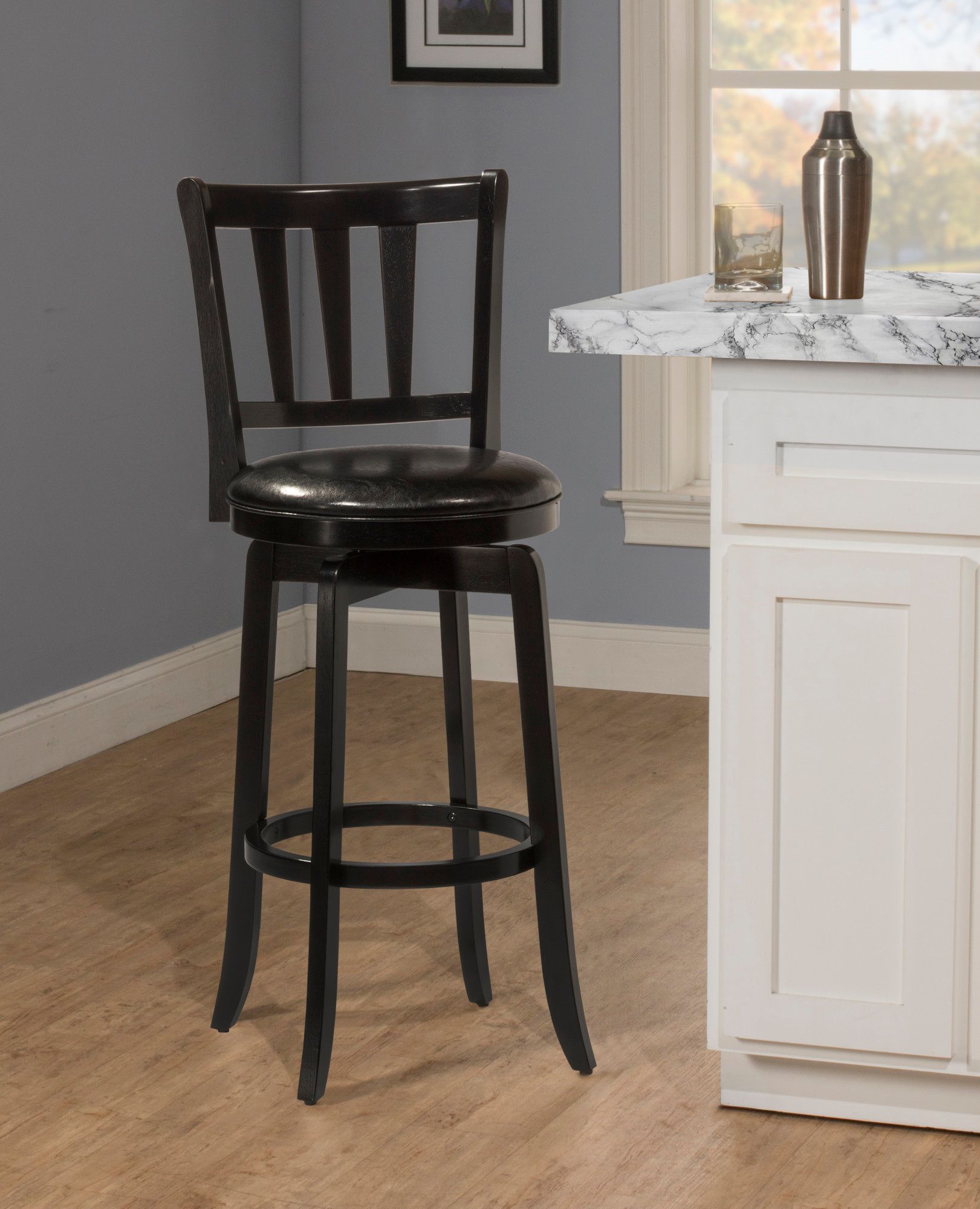 Presque Isle 43.5" Black Wood Swivel Bar Height Stool