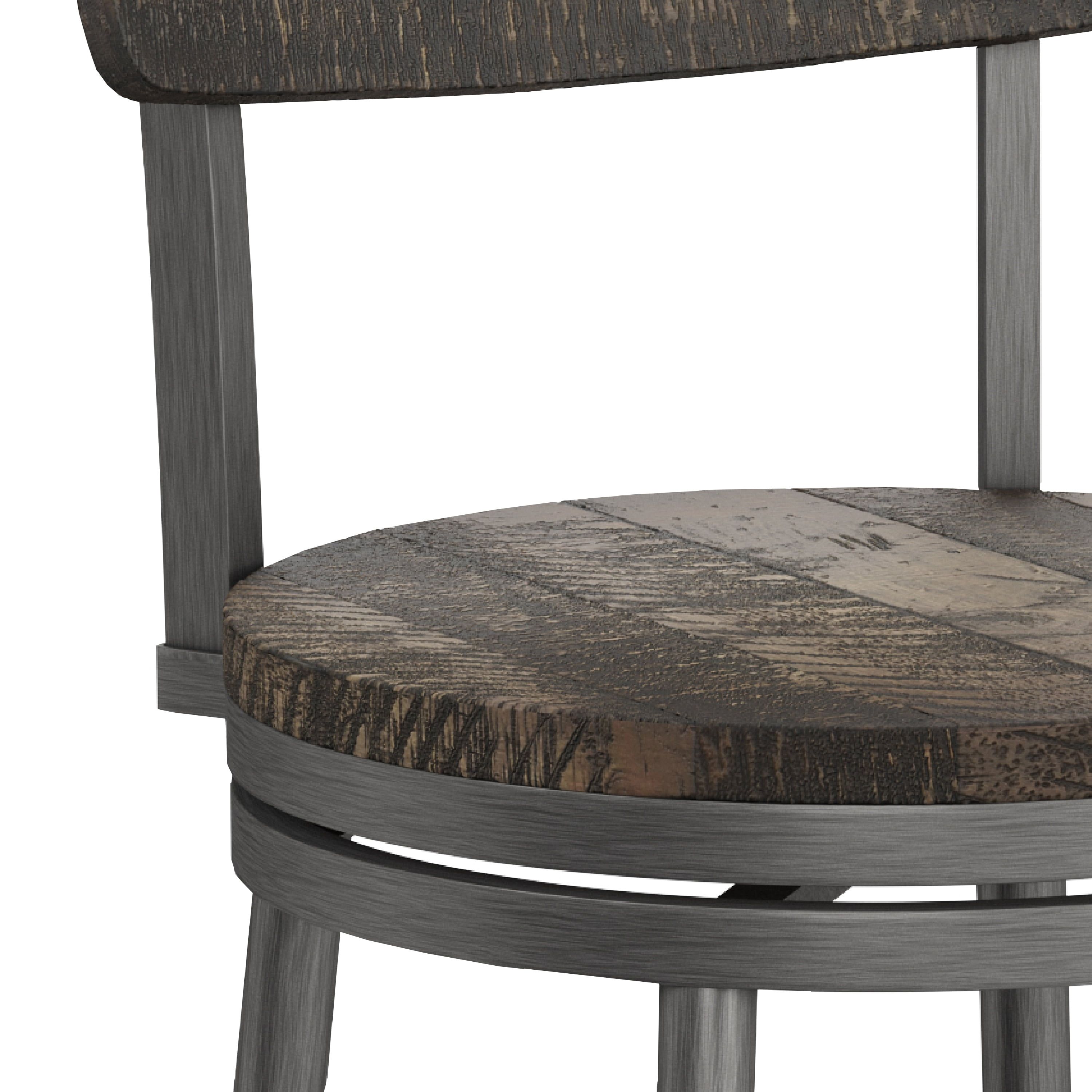 Rustic Farmhouse 26" Swivel Counter Stool in Weathered Gray and Pewter